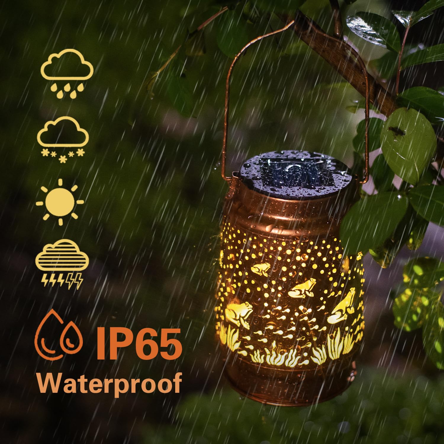 EZTZEN Frog Solar Lanterns - Waterproof Metal LED Lights for Outdoor Garden Decor, Patio, Lawn, and Pathway - Brown
