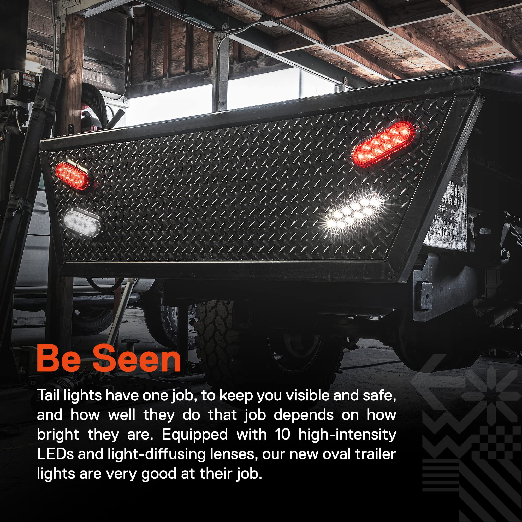 2 Red + 2 White 6 Inch Oval Led Trailer Tail Light Kit [Surface-Mount] [Dot Fmvss 108 & Sae] [Ip67 Waterproof] Stop Brake Turn Reverse Back Up Trailer Lights For Rv Truck
