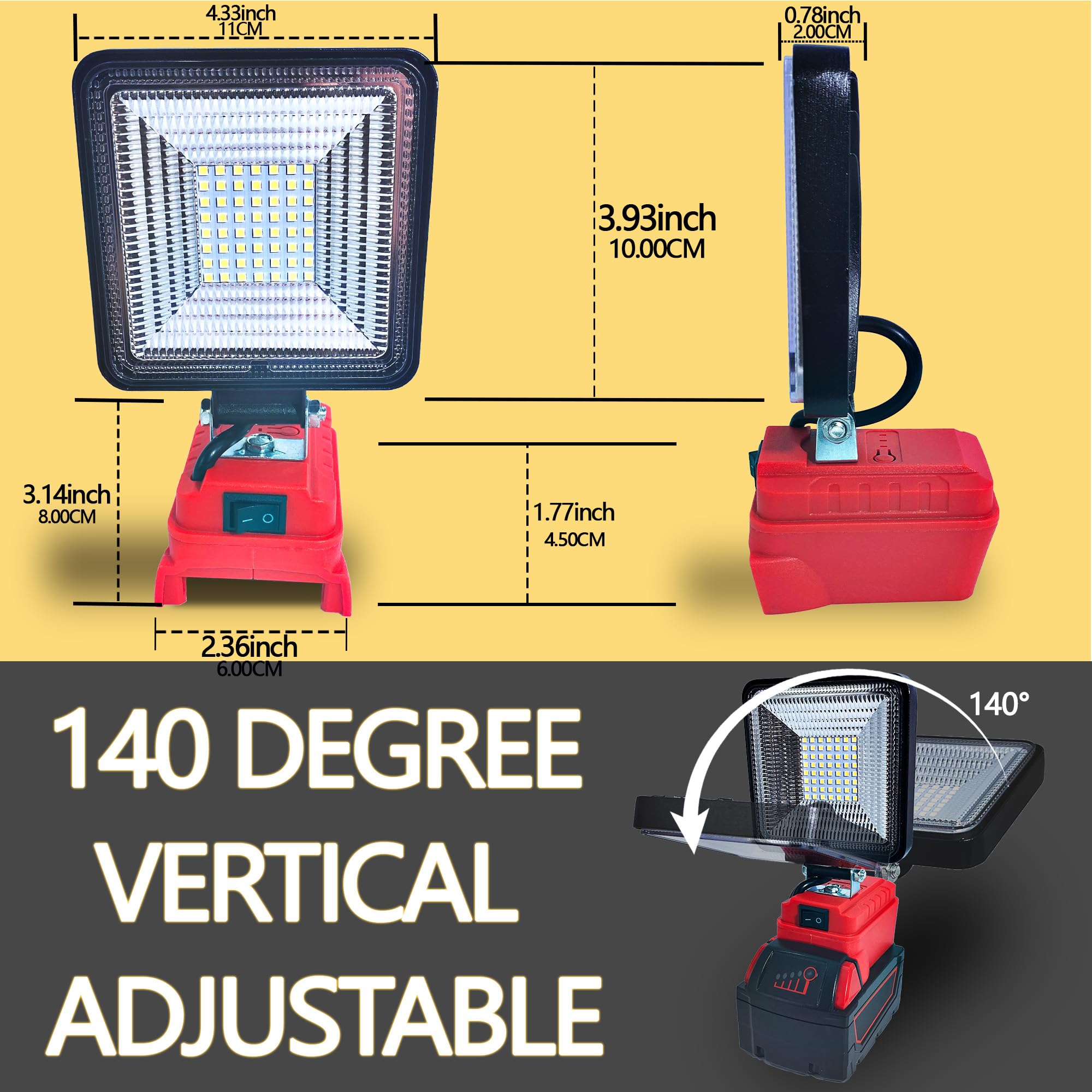 Cordless Led Work Light For Milwaukee 18V Battery, 30W 3000Lumens Battery Powered Work Lights For Battery, Portable Led Light Wi