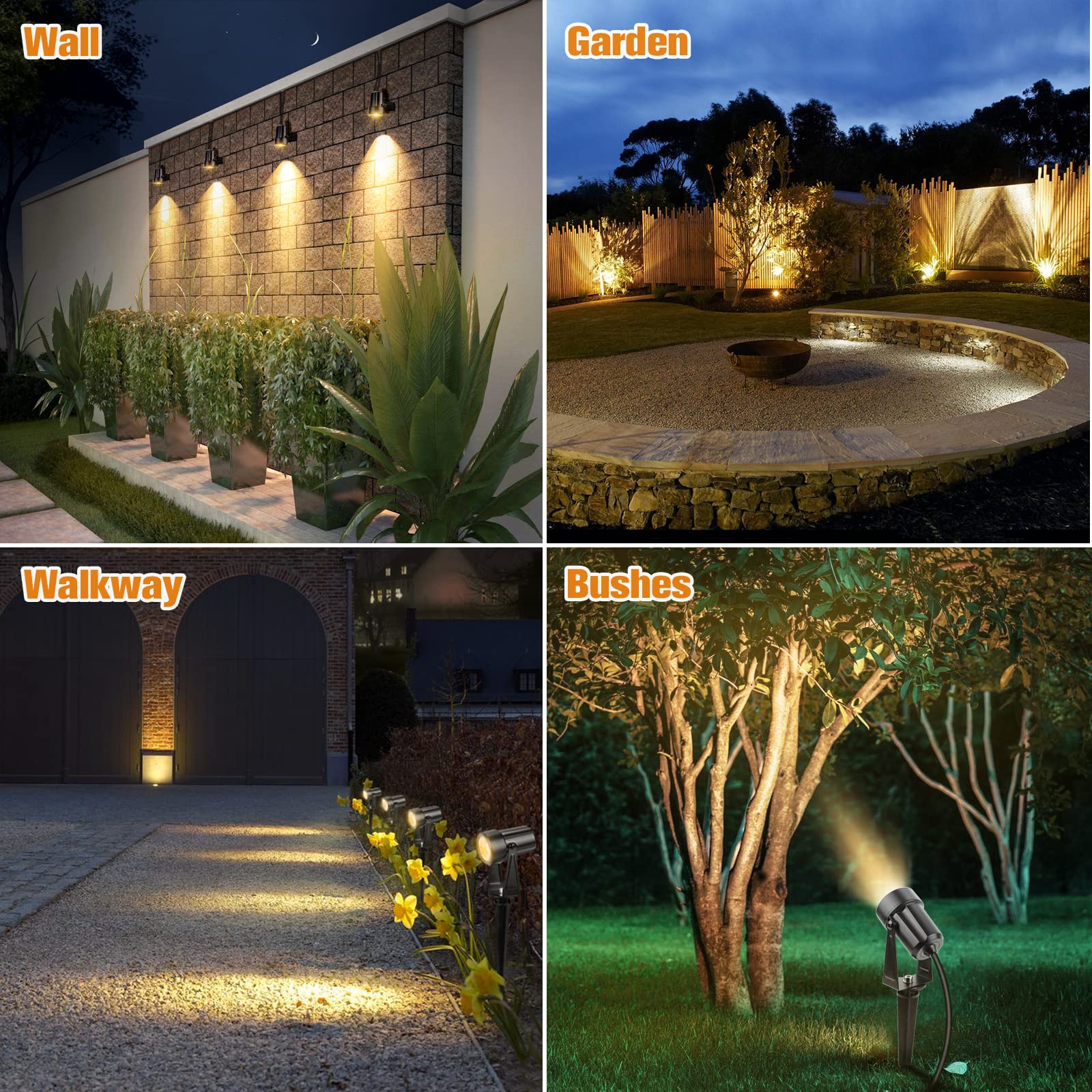 APONUO Solar Spot Lights Outdoor, Metal, IP65 Waterproof, Auto On/Off, 1-in-1, Cool White, 9.8ft Cable, Ideal for Garden and Pathway