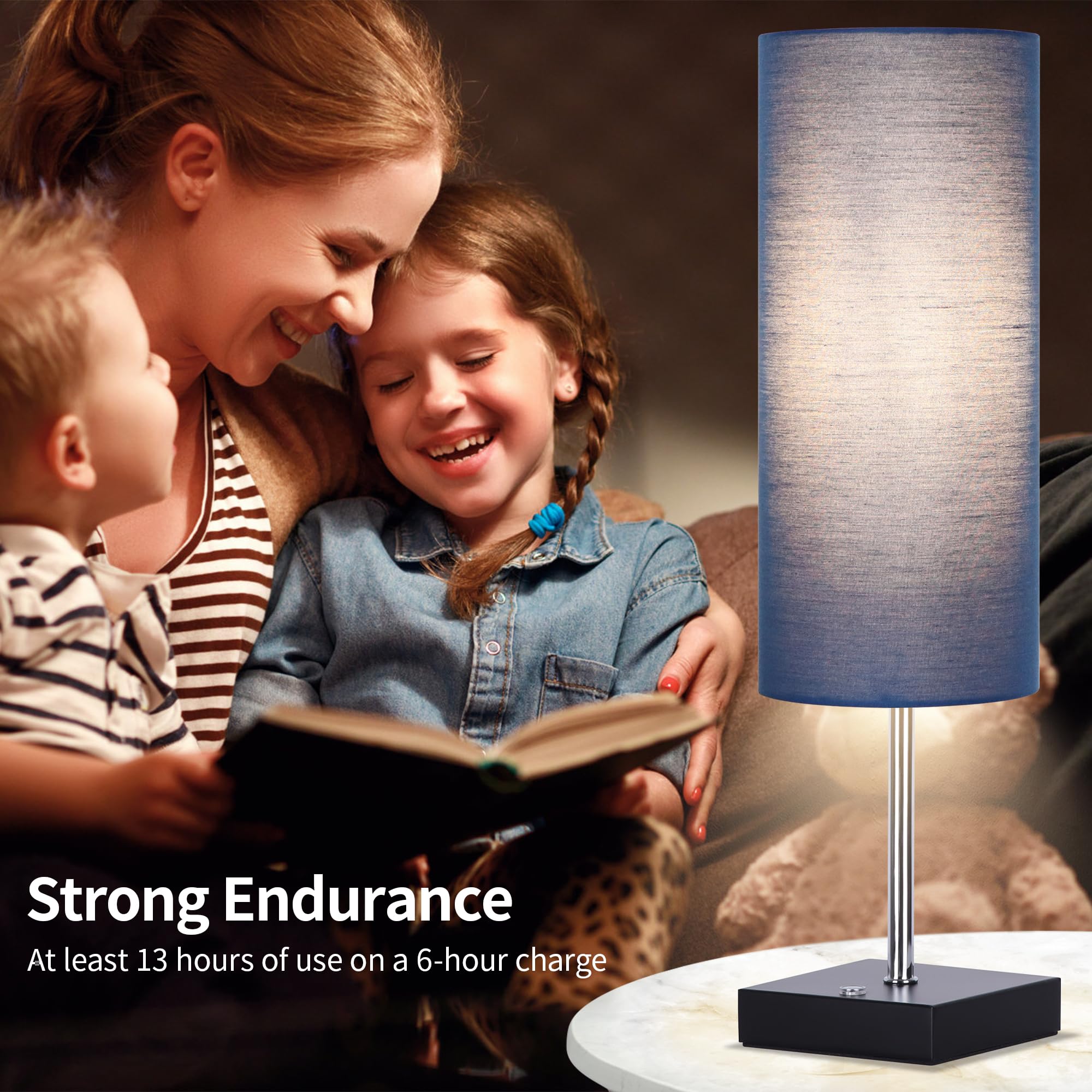AVV Cordless Table Lamp, 18 Inch, Blue, 5000mAh Battery Operated, Touch Control, Rechargeable for Bedroom and Living Room, Model RD-BTL4W-004