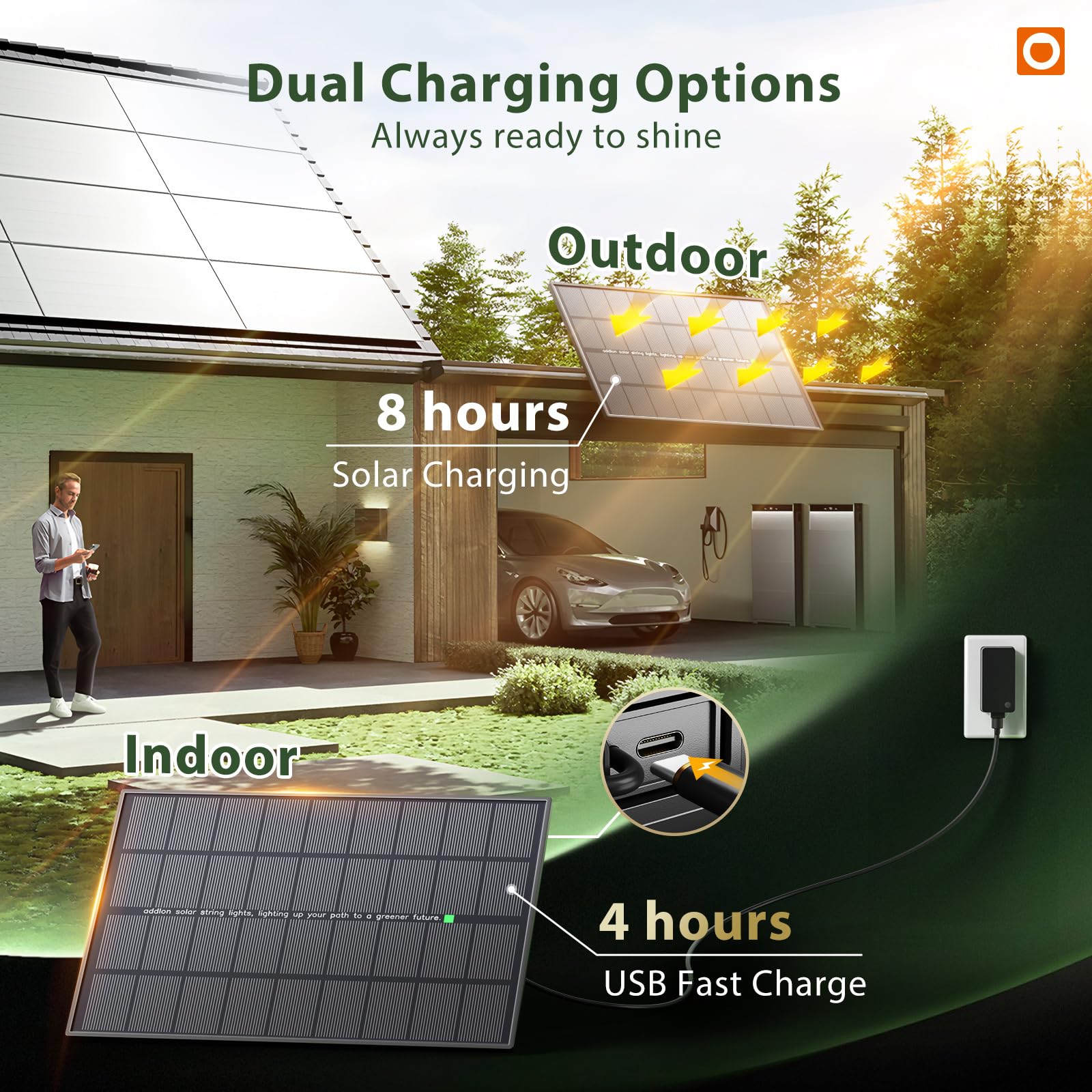addlon Solar String Lights, 102FT (96+6), Black, 30+2 LED Bulbs, Waterproof, Remote, Dimmable, 3 Modes, Solar Powered
