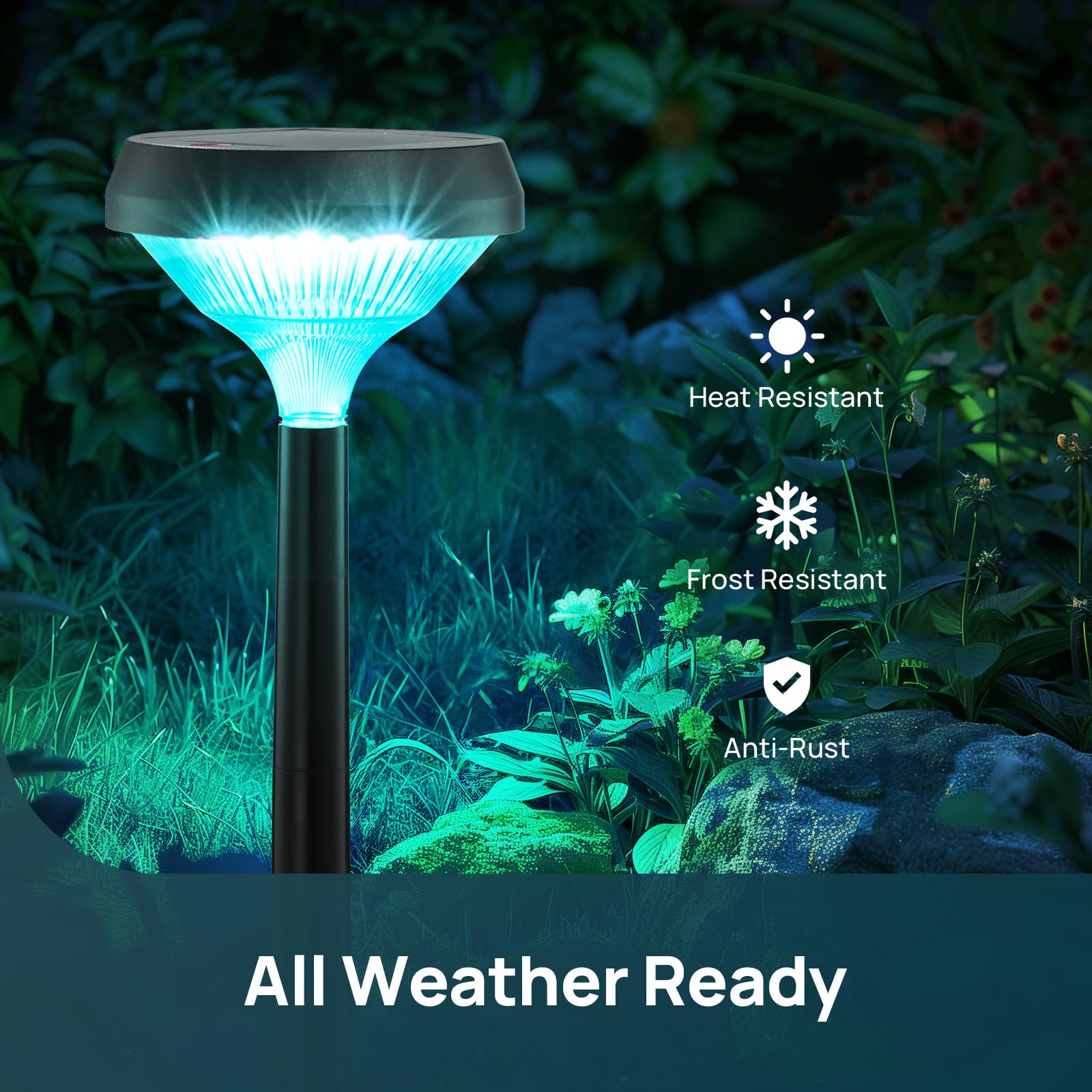Linkind Solar Pathway Lights 8 Pack, Color Changing Waterproof Outdoor Lights, Multicolor & White, Model LL28003-RGB-US-8-A