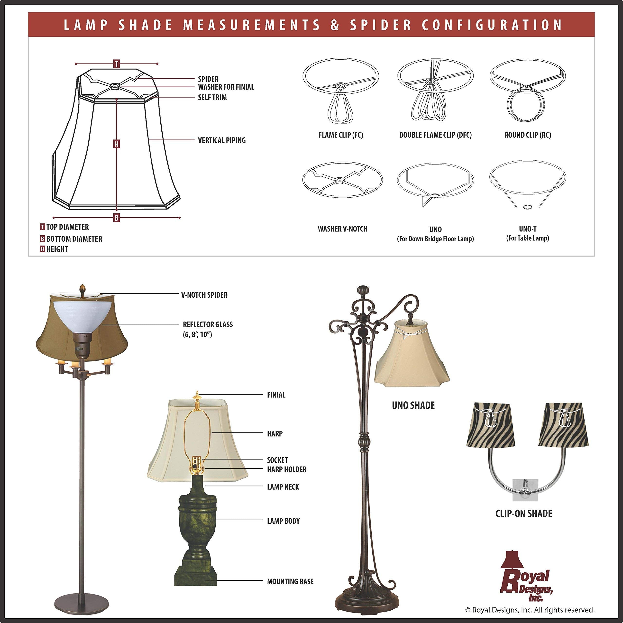 Royal Designs Rectangle Cut Corner Lamp Shade, Metal, White, (6 x 8) x (9 x 14) x 10.5, Model BSO-710-14WH