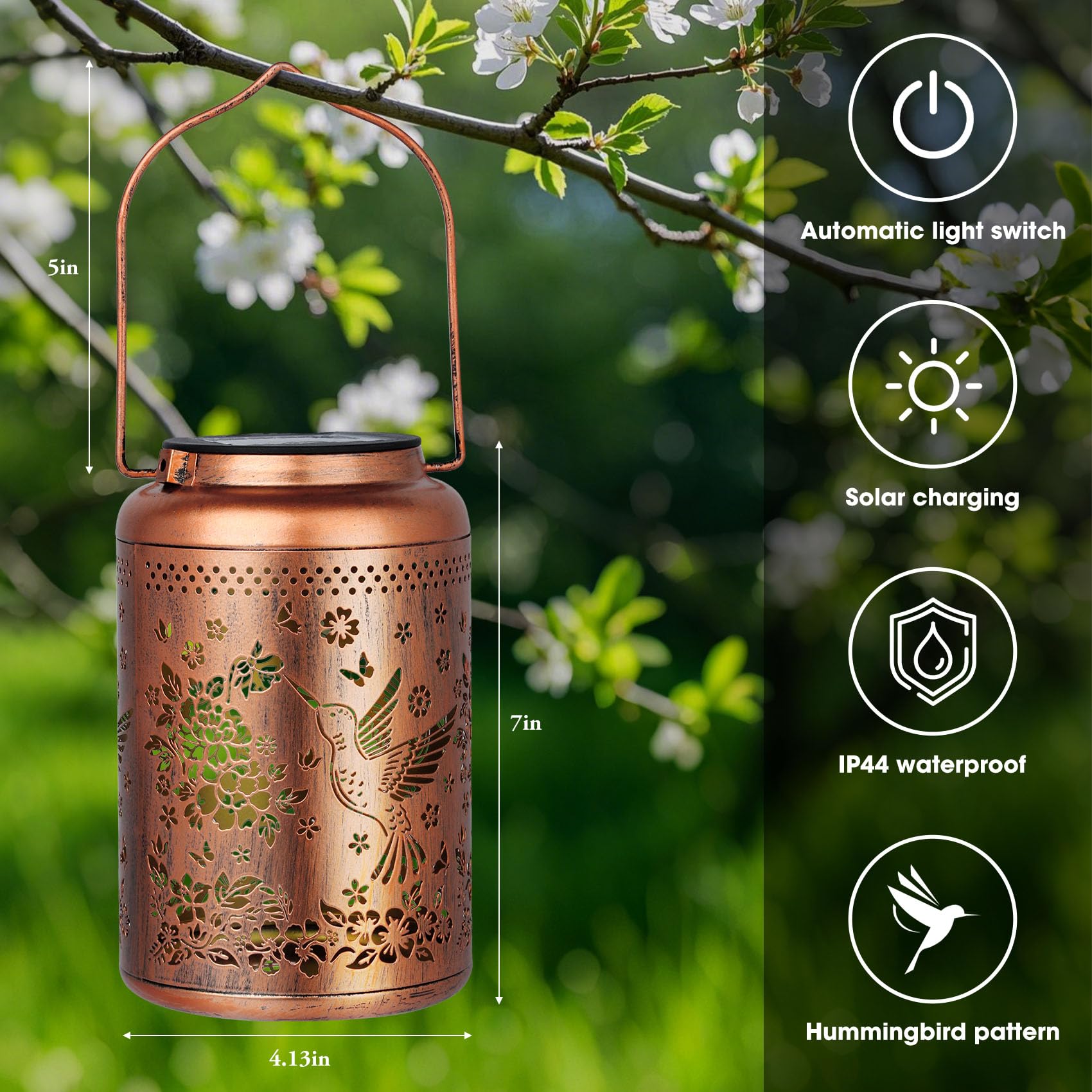 Christmas Gifts For Women  Hummingbird Solar Lanterns Outdoor Waterproof Solar Lanterns Decorative Hummingbird Gifts  Hanging Lantern Outdoor For Patio Porch Garden Decor