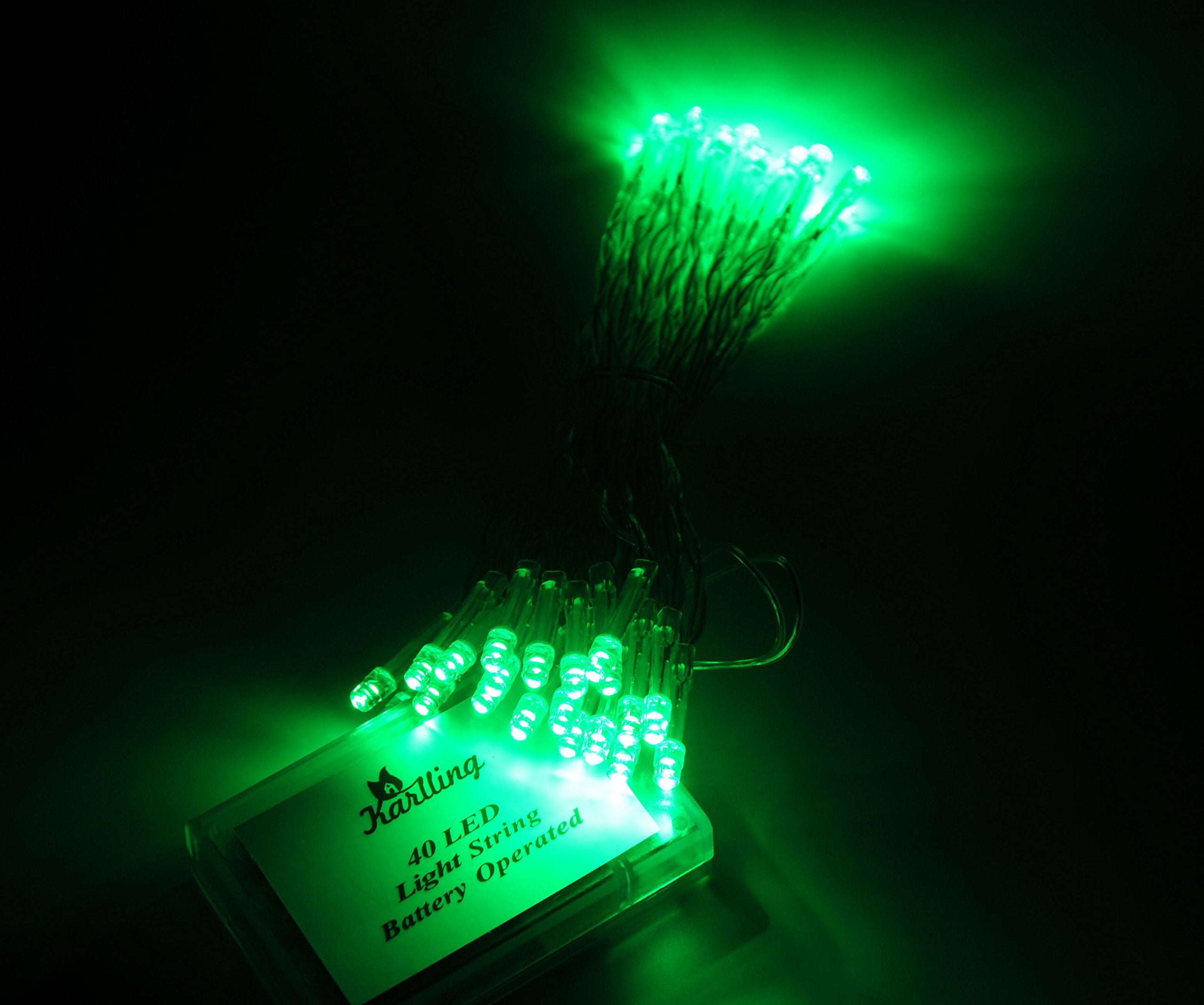 Karlling Battery Operated Green 40 Led Fairy Light String Wedding Party Xmas Christmas Decorations(Green,20 Pack)