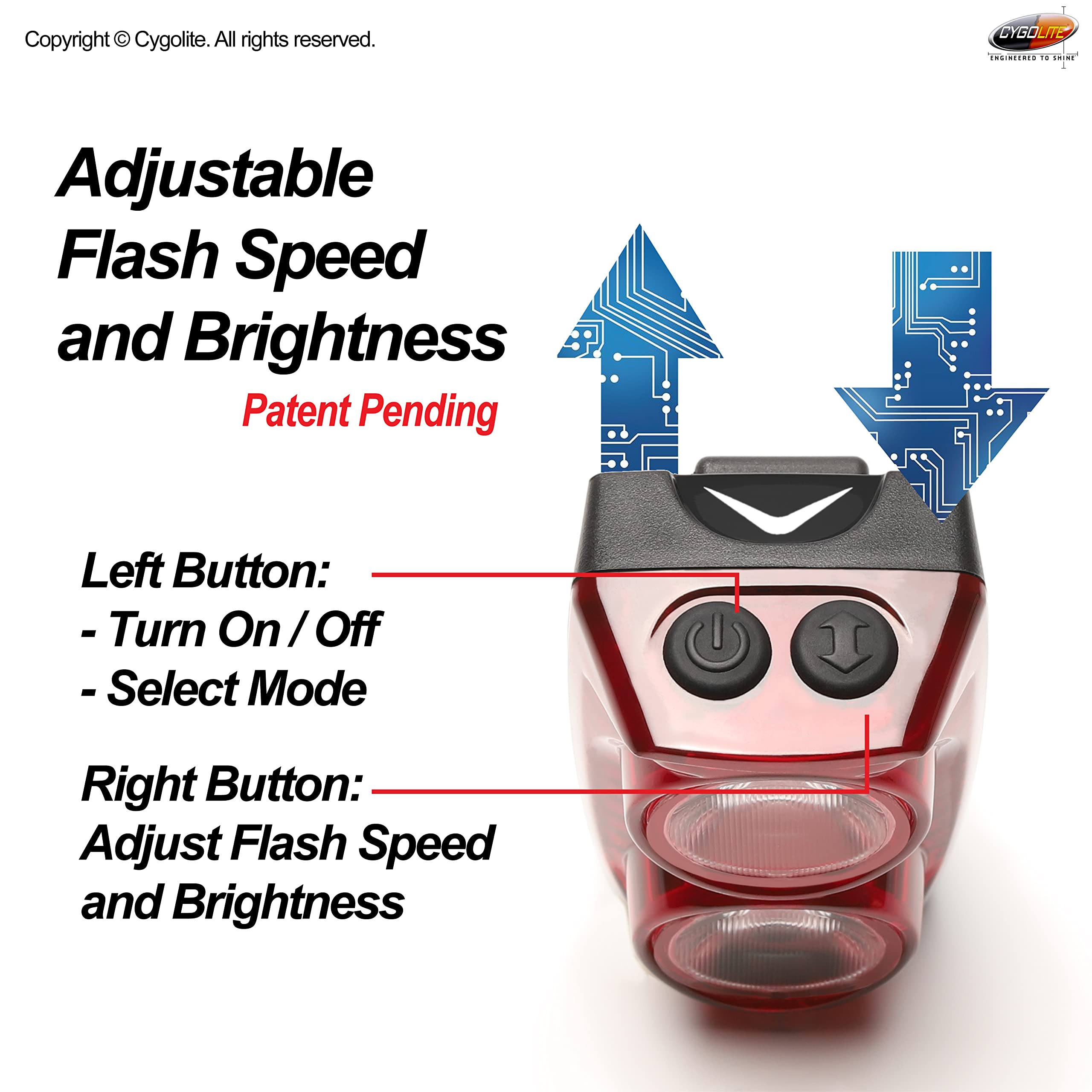 Cygolite Hypershot - 350 Lumen Bike Tail Light- 7 Night & Daytime Modes-User Adjustable Flash Speeds- Compact & Durable-Ip64 Water Resistant-Secured Hard Mount-Usb Rechargeable-Great For Busy Streets