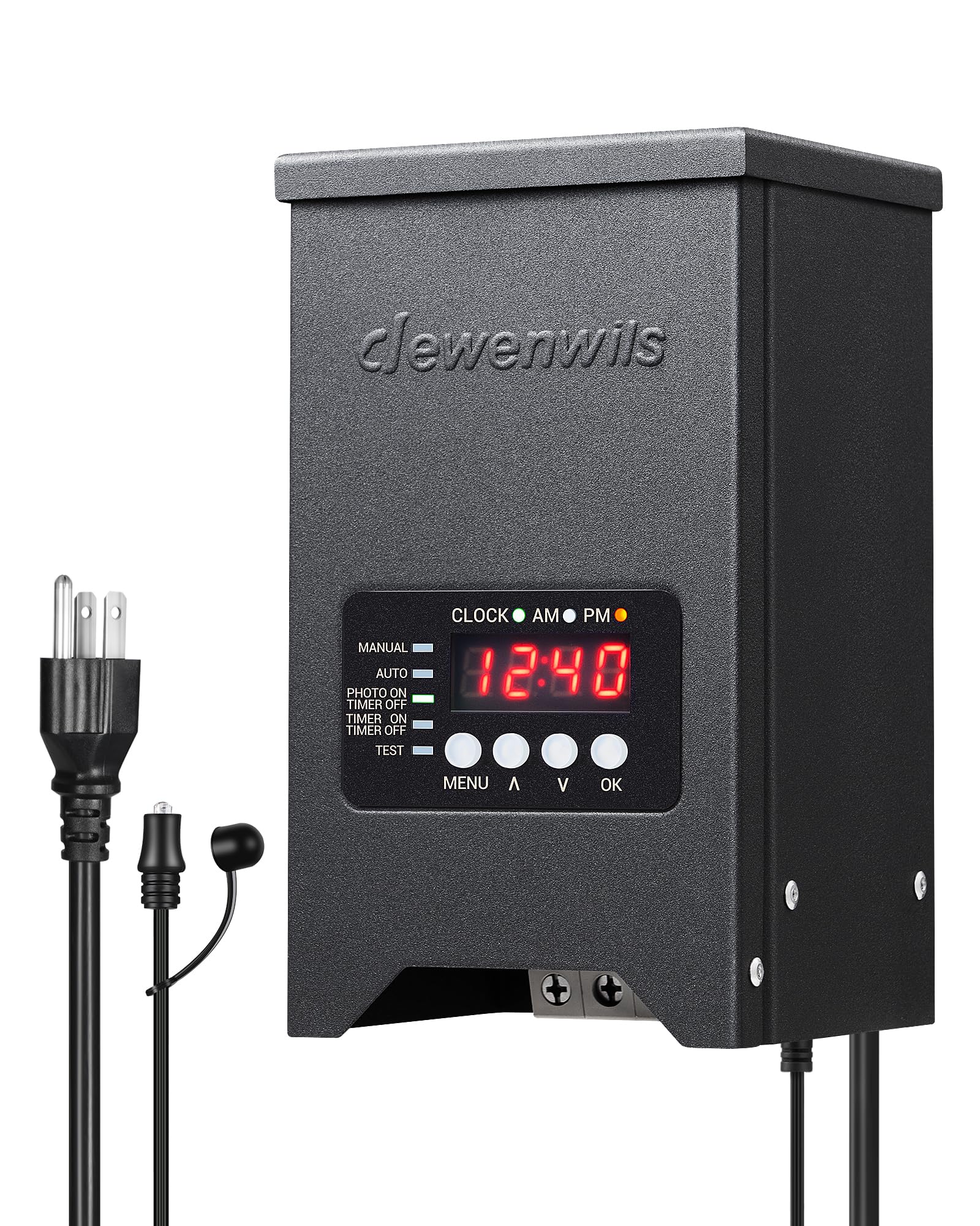 DEWENWILS 200W Low Voltage Landscape Transformer, 120V to 12V, Weatherproof, Black, Model HCLT04H1