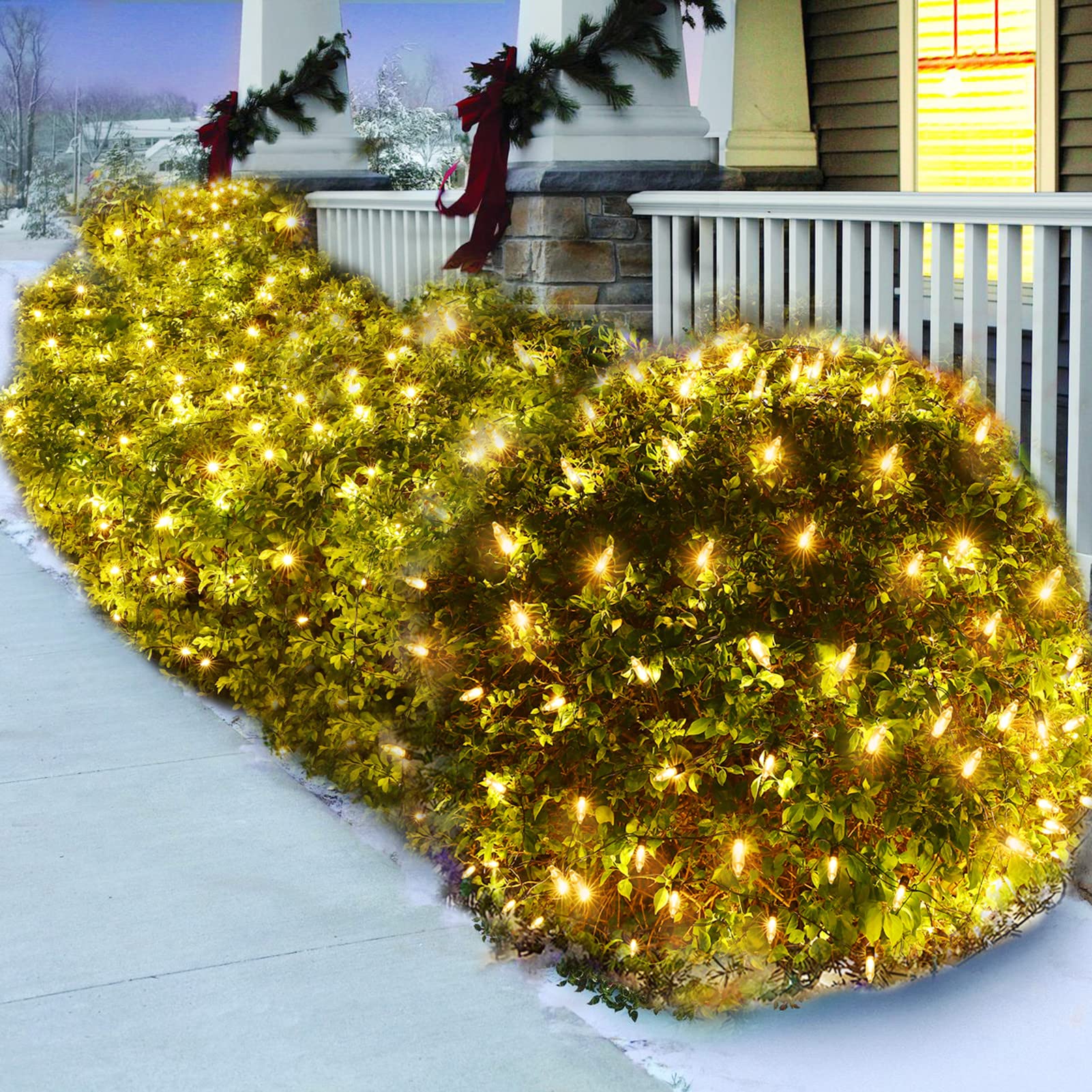 Efunly LED Christmas Net Lights, 100 LED, 5ftx5ft, Waterproof, 8 Modes, Warm White, Model GP-SW290DC0125-IP44(US)-