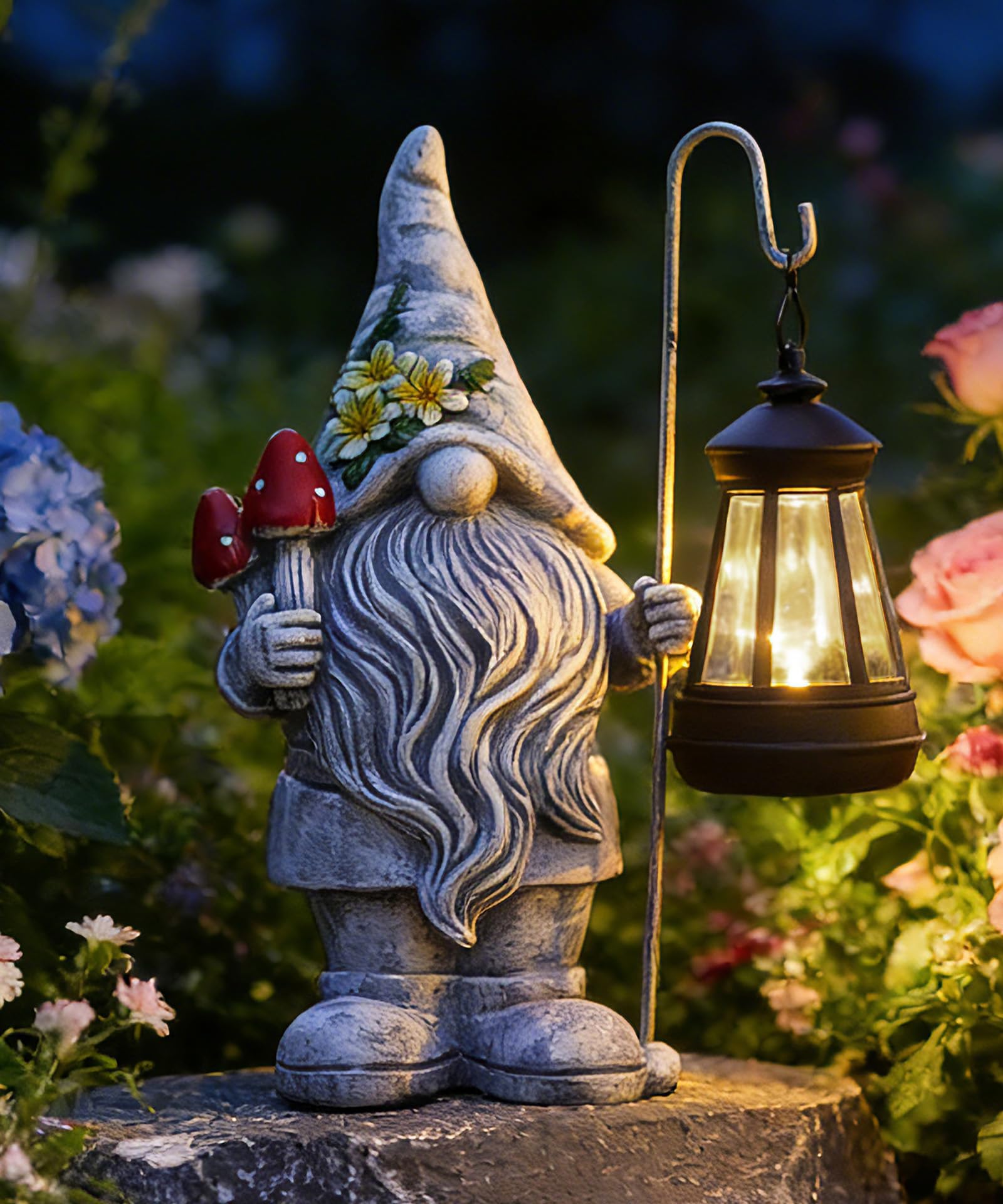 Acgarten Garden Gnome Statue with Lantern: Outdoor Sculpture Decor for Home Yard Lawn Balcony Patio Porch - Birthday Gifts for Mom Women Grandma