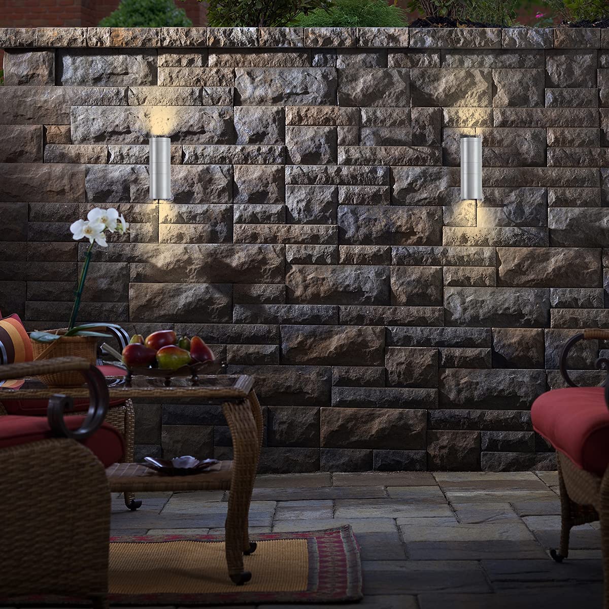 Mirrea Modern Outdoor Porch Light - 2 Pack Waterproof Aluminum Wall Sconce, Metallic Gray