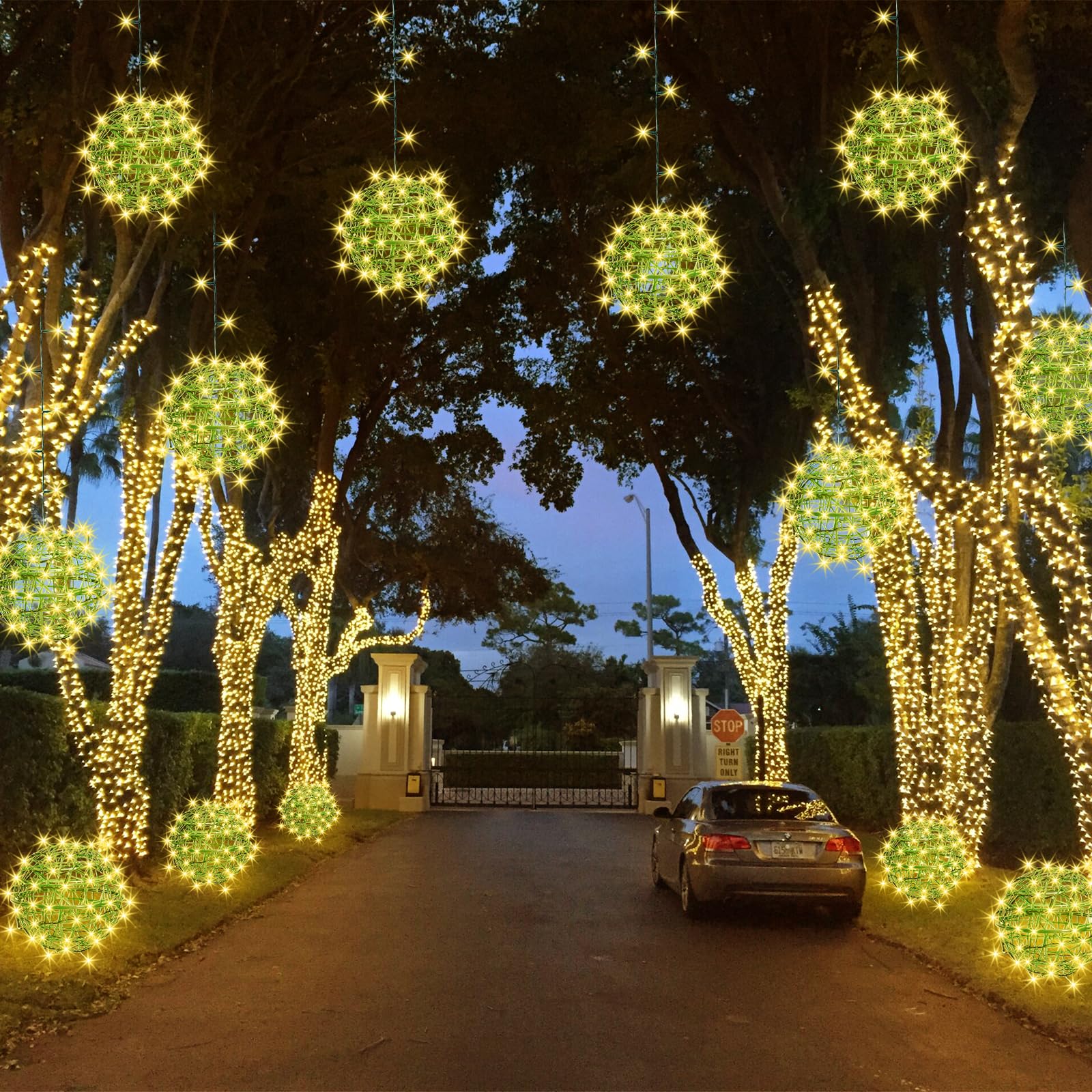 Baung Christmas String Lights - 4 Pack 7.98" Warm White Sphere Ball Garden Lights, Copper, Model BG-CL02M138L