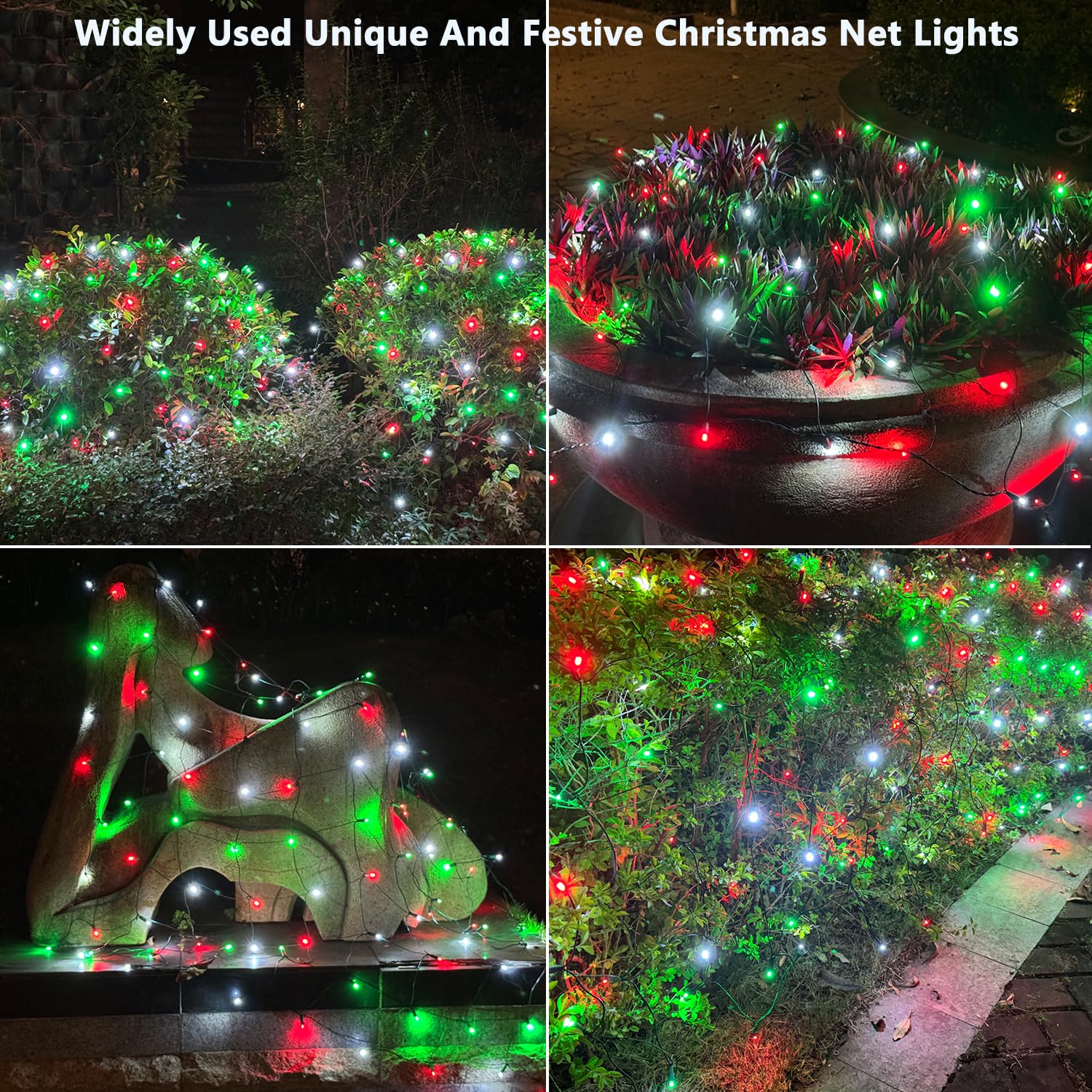 Hishiny Christmas Net Lights Outdoor For Bushes,100Led 5X5Ft Connectable Bush Yard Mesh Shrub Net Light Decorations For Party, H