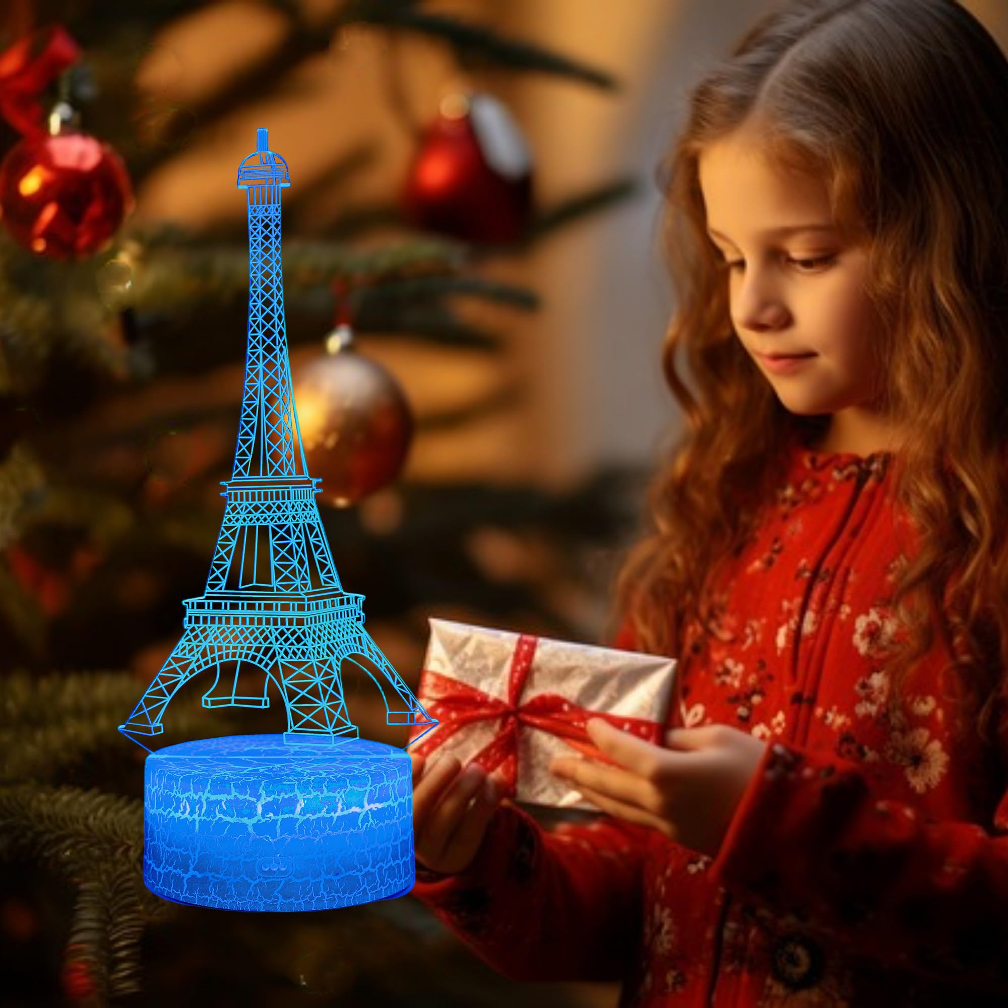 Kenmaca Night Light Eiffel Tower, Arch Of Triumph Paris Themed Bedroom Decor 2 Patterns 3D Illusion Lamp, 16 Color Change Dimmab