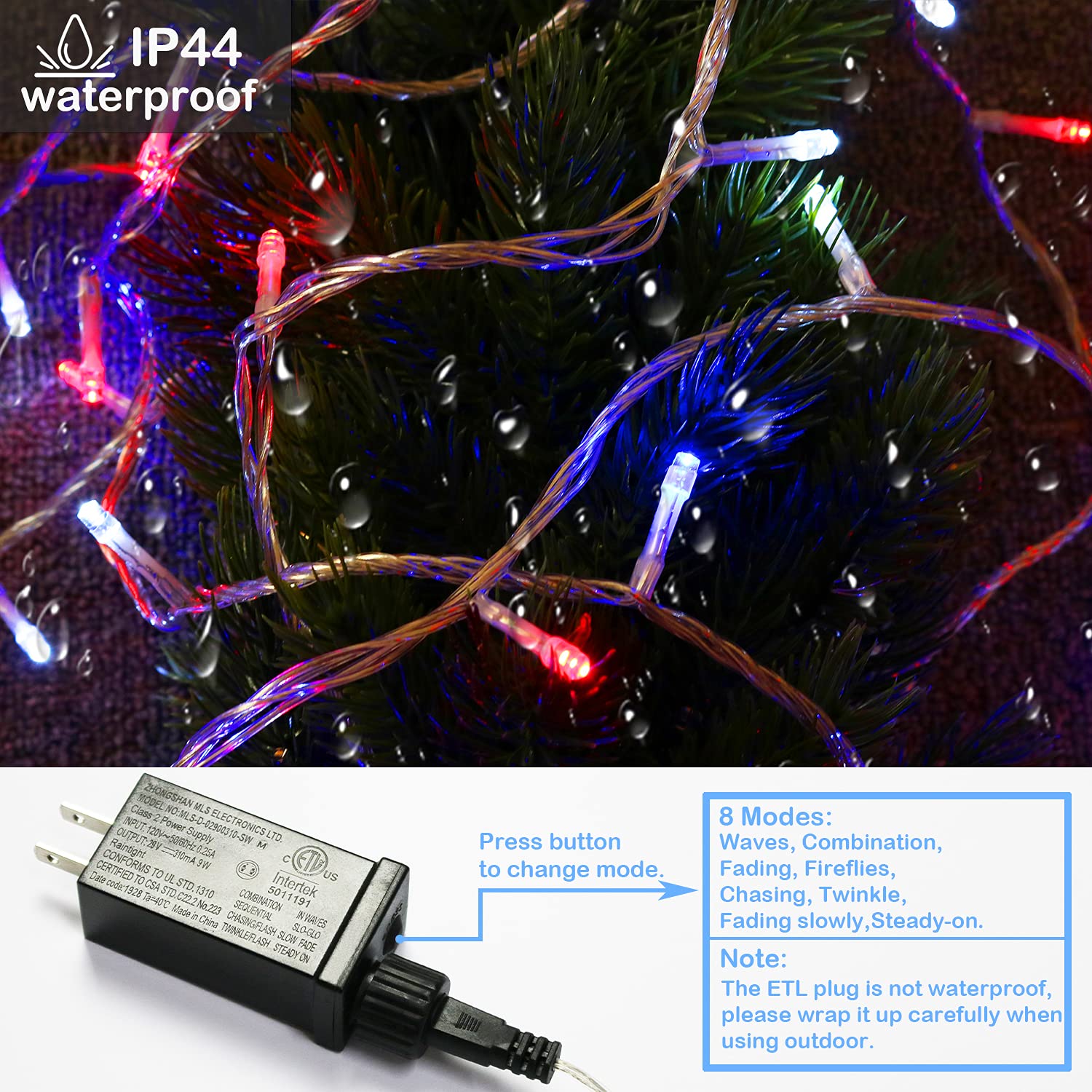 Yaozhou 4Th Of July Decorations Patriotic Lights-Red White And Blue String Lights Indoor, 200Led 66Ft Outdoor, 8 Modes For Chris