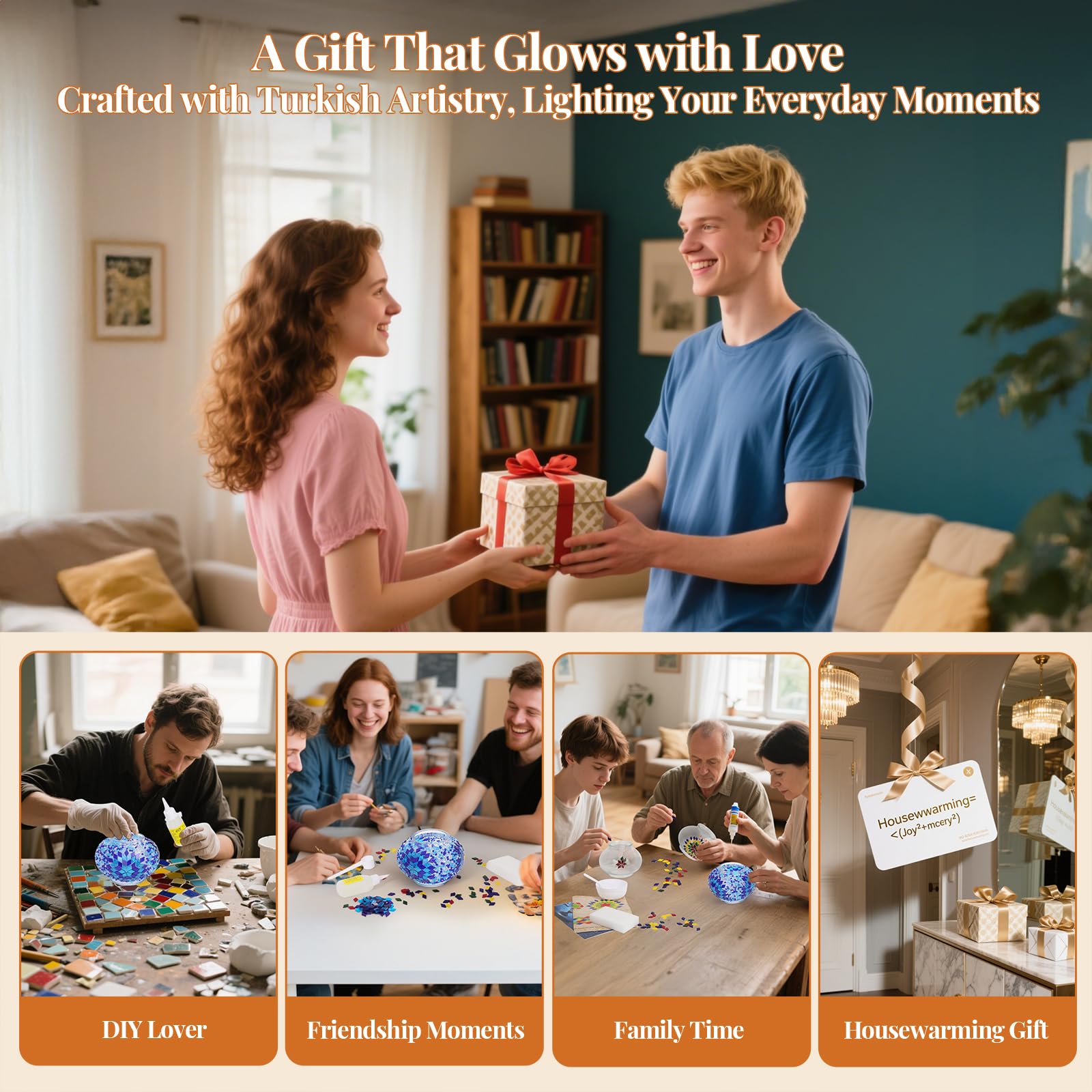 Bohmr Diy Turkish Mosaic Lamp Kit  Swan-Neck Stained Glass Lamp Making Kit- Easy Fun No Experience Needed  Mosaic Art & Craft Project Kits For mature-themeds & Teens  Make Your Own Table Lamp Blue