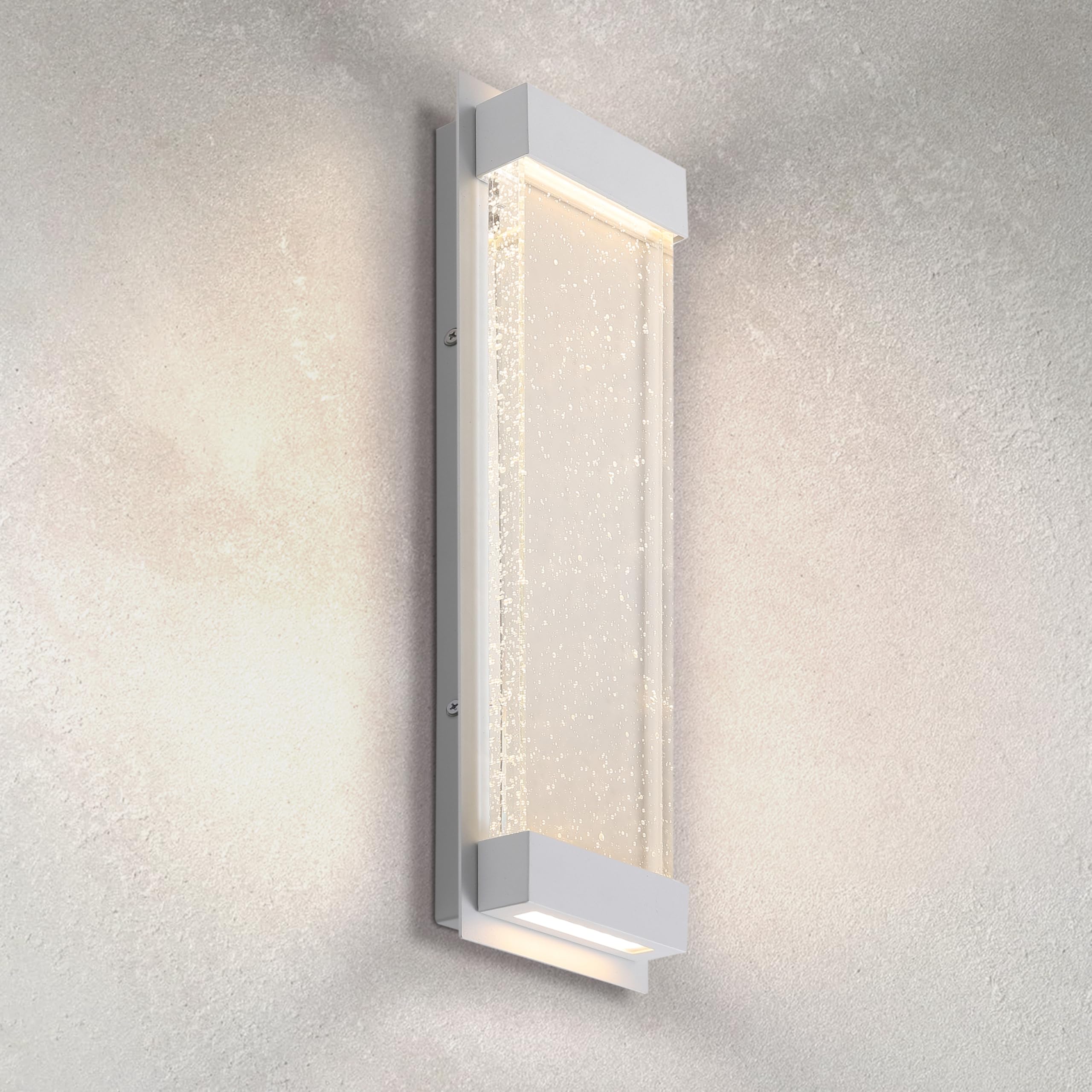 Asd Led 18 Bubble Glass Wall Light Fixture  Outdoor & Indoor Seeded Sconce | 3Cct  Waterproof  Dimmable  Up-Down Glow  Etl Listed | 22W 520Lm 3000-5000K 100-277V | Exterior Porch Lighting | White