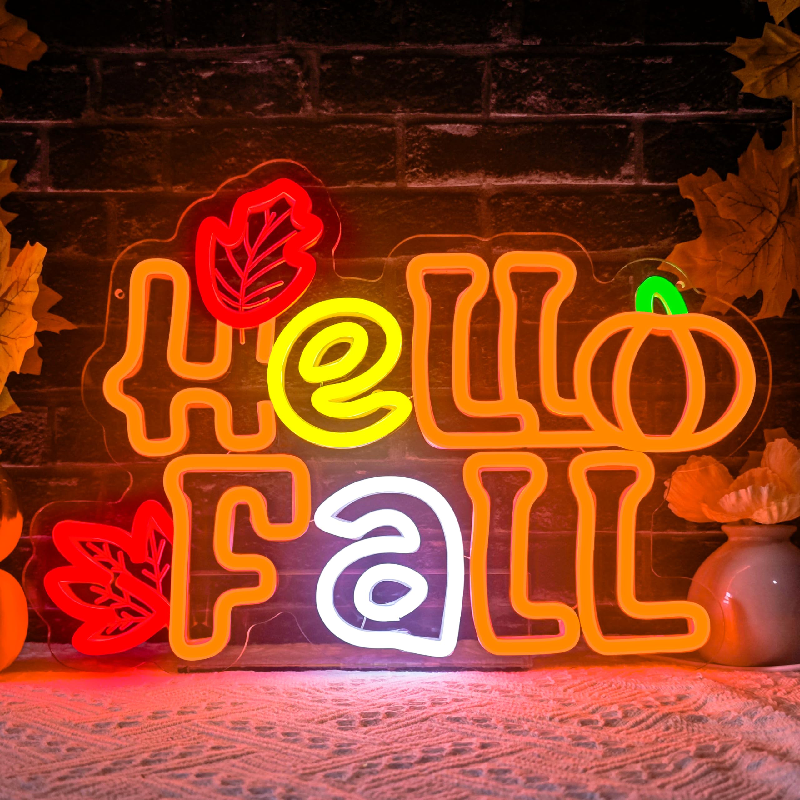 Hello Fall Neon Sign Dimmable For Maple Leaf Neon Sign Thanksgiving Led Neon Light Sign Thanksgiving Decorations For Autumn Room Bedroom Table Wall Decor Kids Holiday Gift Usb Powered