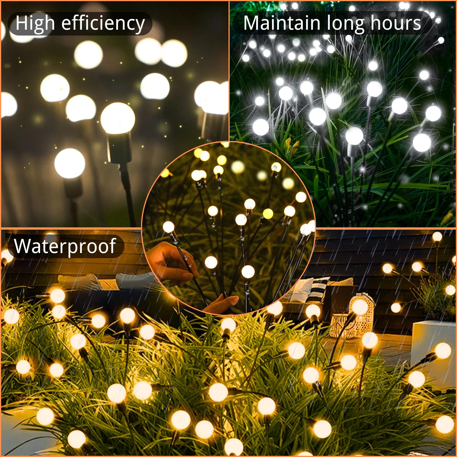 Ozs Warm White ? Cool White Rgb Color Changing 6Pack 48Led Solar Garden Lights - Solar Lights Outdoor, Solar Firefly Lights, Swa