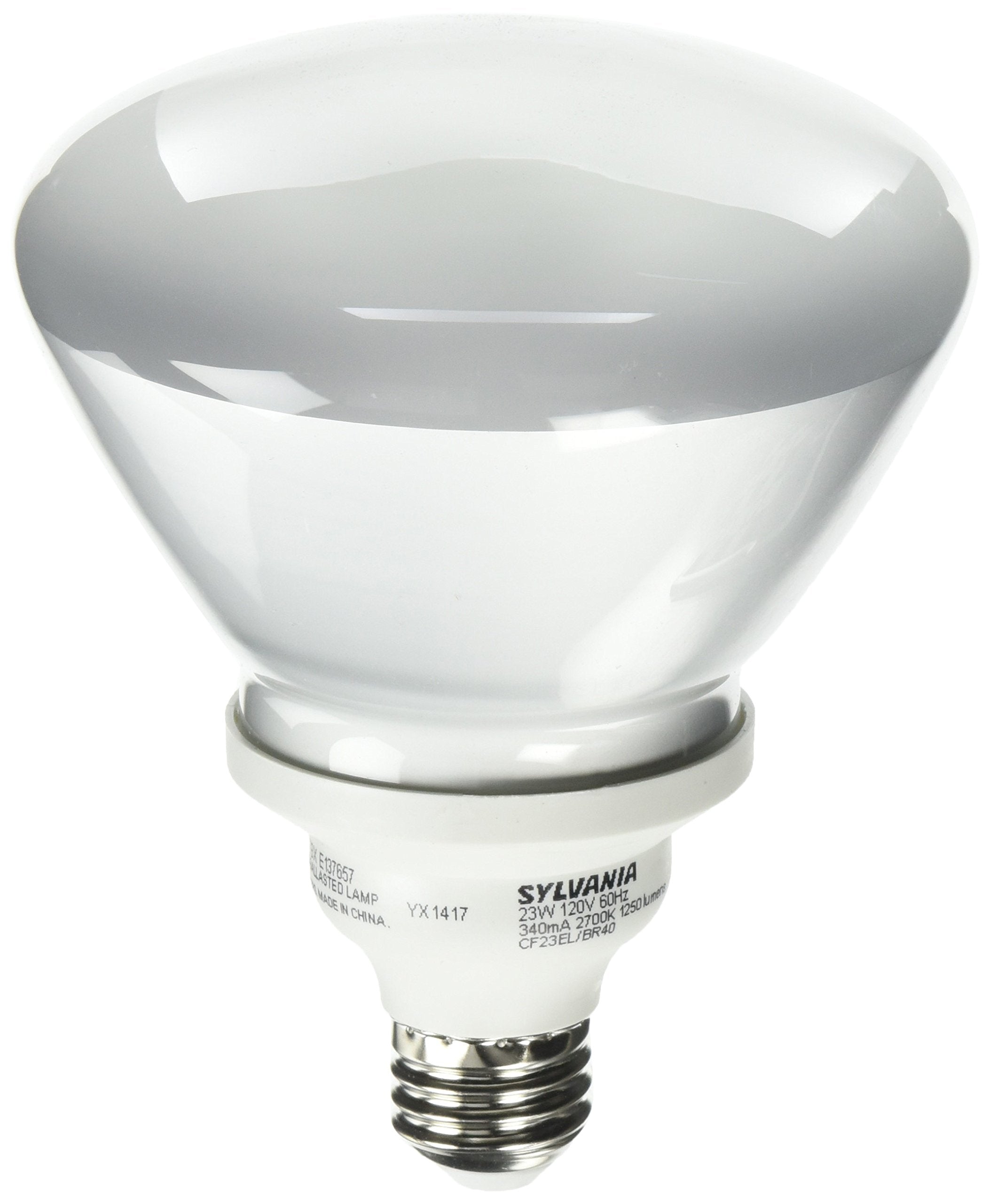 SYLVANIA CF23EL/BR40/827/RP Flood Screw Base Compact Fluorescent Light Bulb, 1 Count, Model 29452