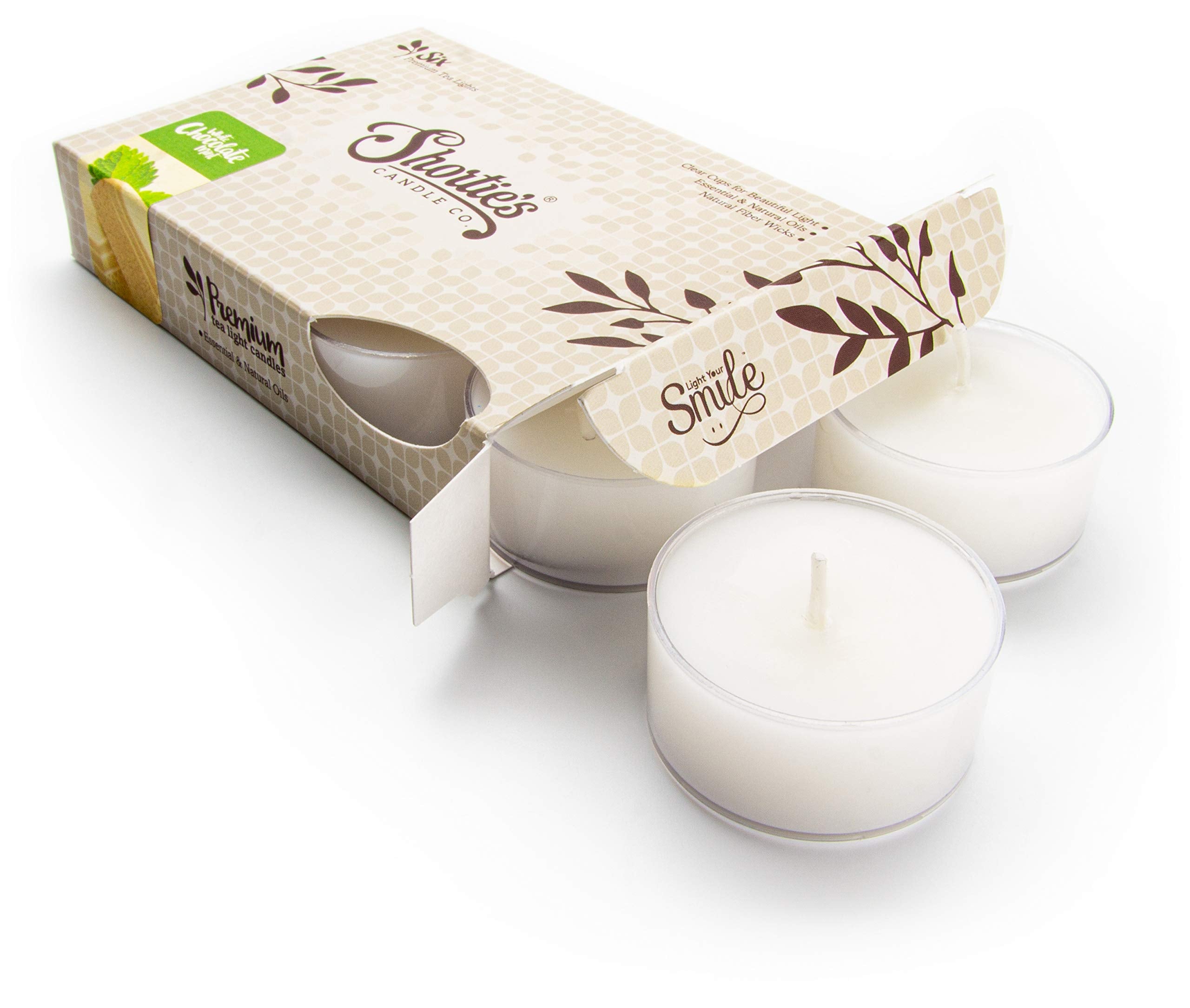 White Chocolate Mint Premium Tealight Candles - Highly Scented with Essential Oils - 6 White Tea Lights - Beautiful Candlelight - Made in The USA - Bakery & Food Collection