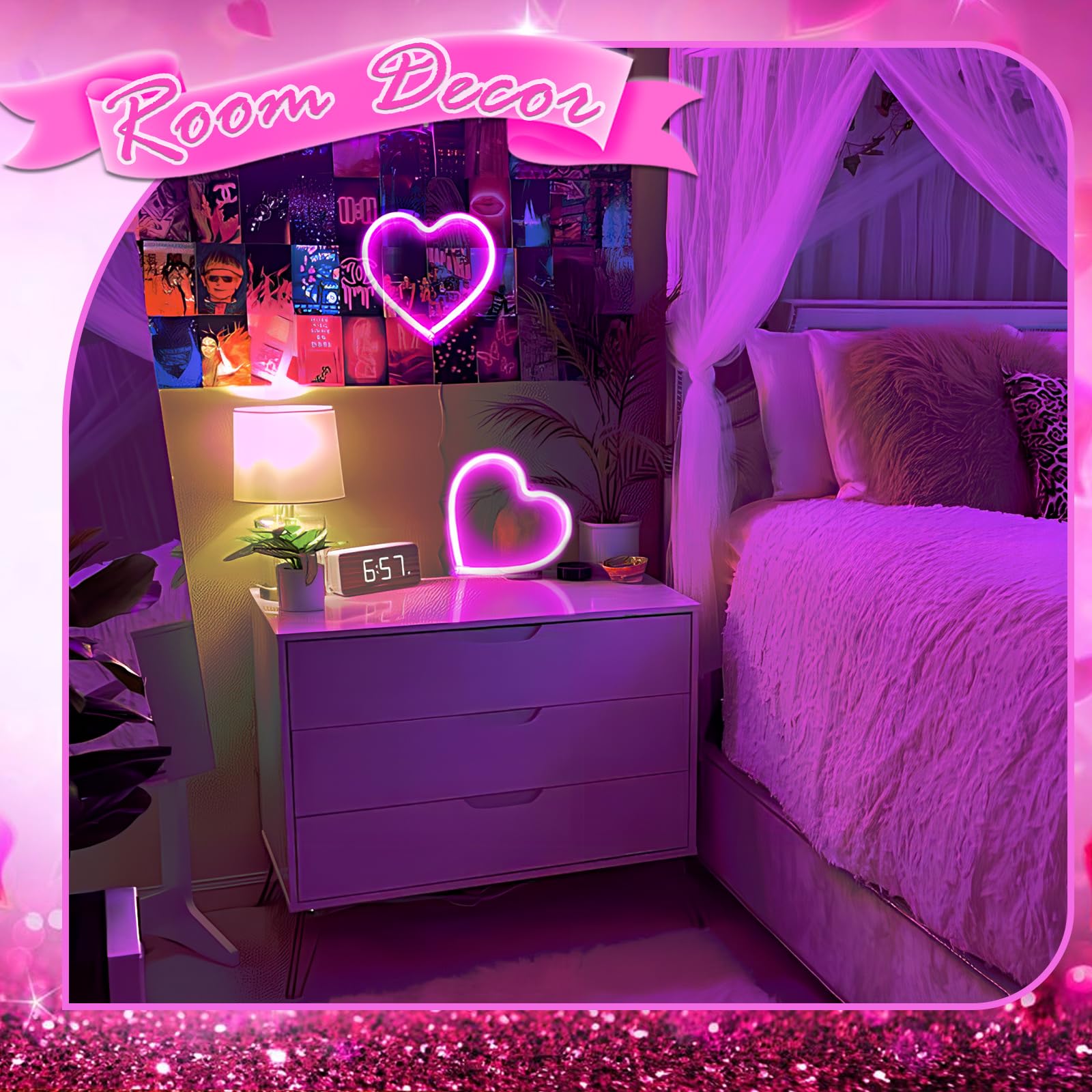 Narasios Easter Basket Stuffer for Teens Adults Pink Room Decor Neon Sign Valentines Day Decorations Gifts for Her Women Girlfri