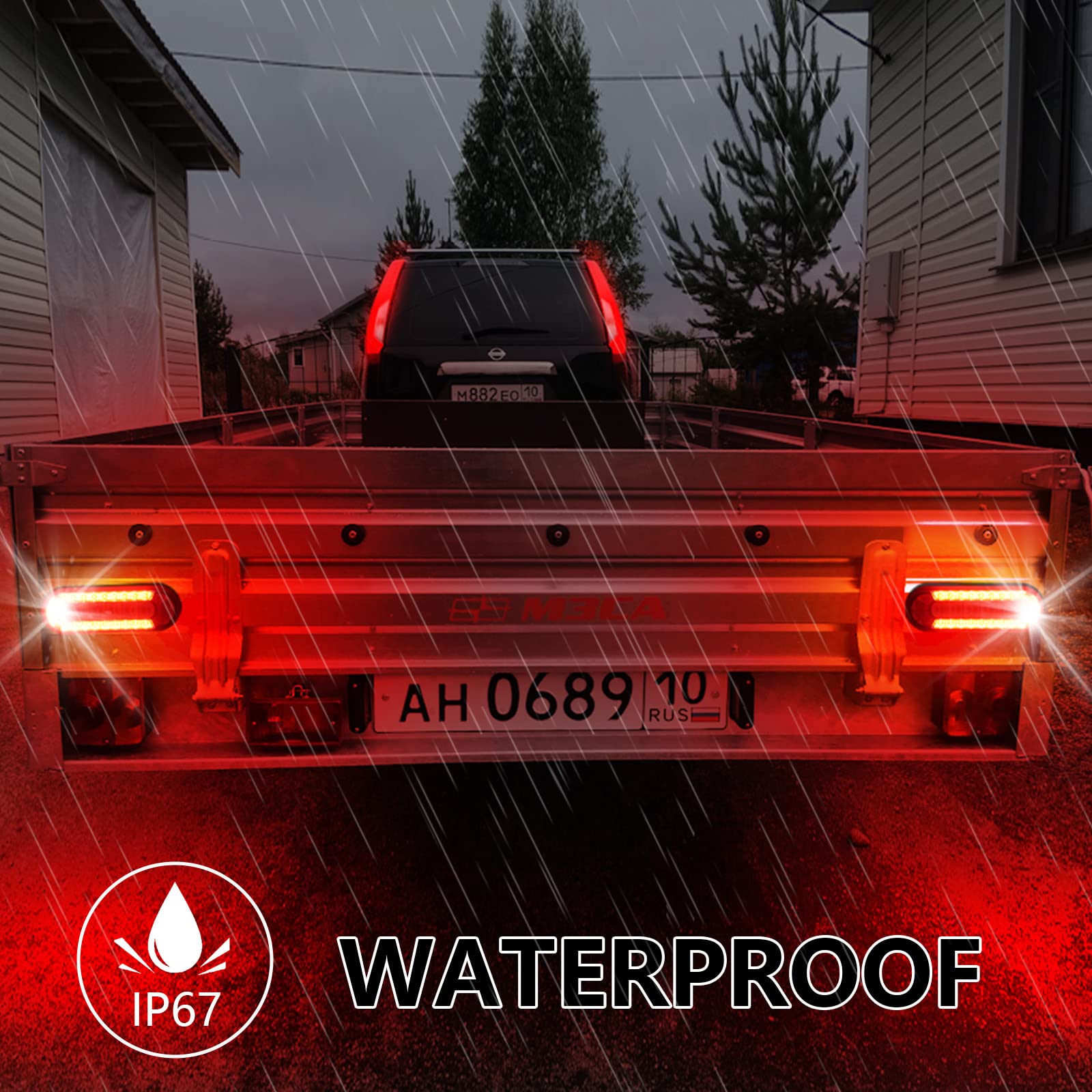 Agrieyes 6 Inch Oval LED Trailer Lights - Submersible Boat Light with Brake, Turn, Reverse & Backup Signal, DOT Compliant, Red/White/Yellow