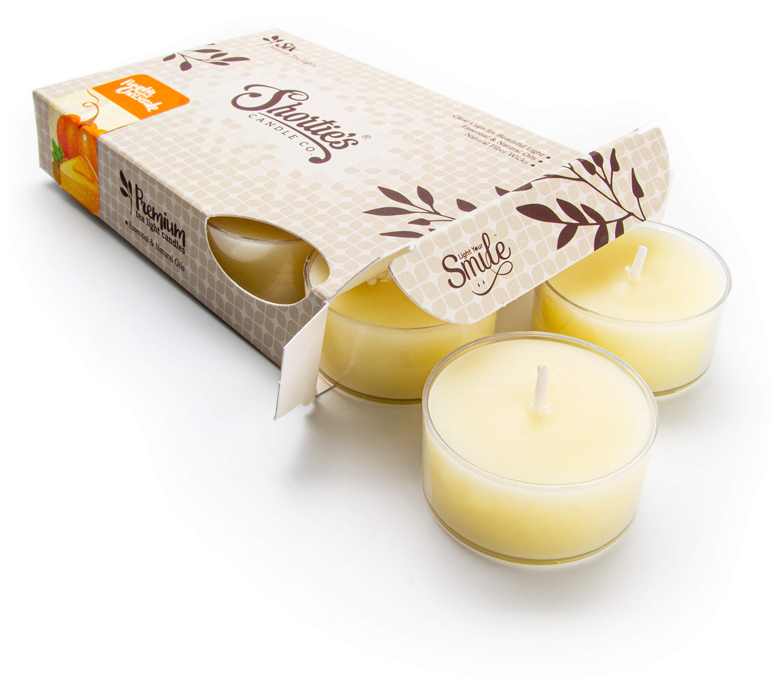 Pumpkin Walnut Cheesecake Premium Tealight Candles - Highly Scented with Essential Oils - 6 Beige Tea Lights - Beautiful Candlelight - Made in The USA - Bakery & Food Collection