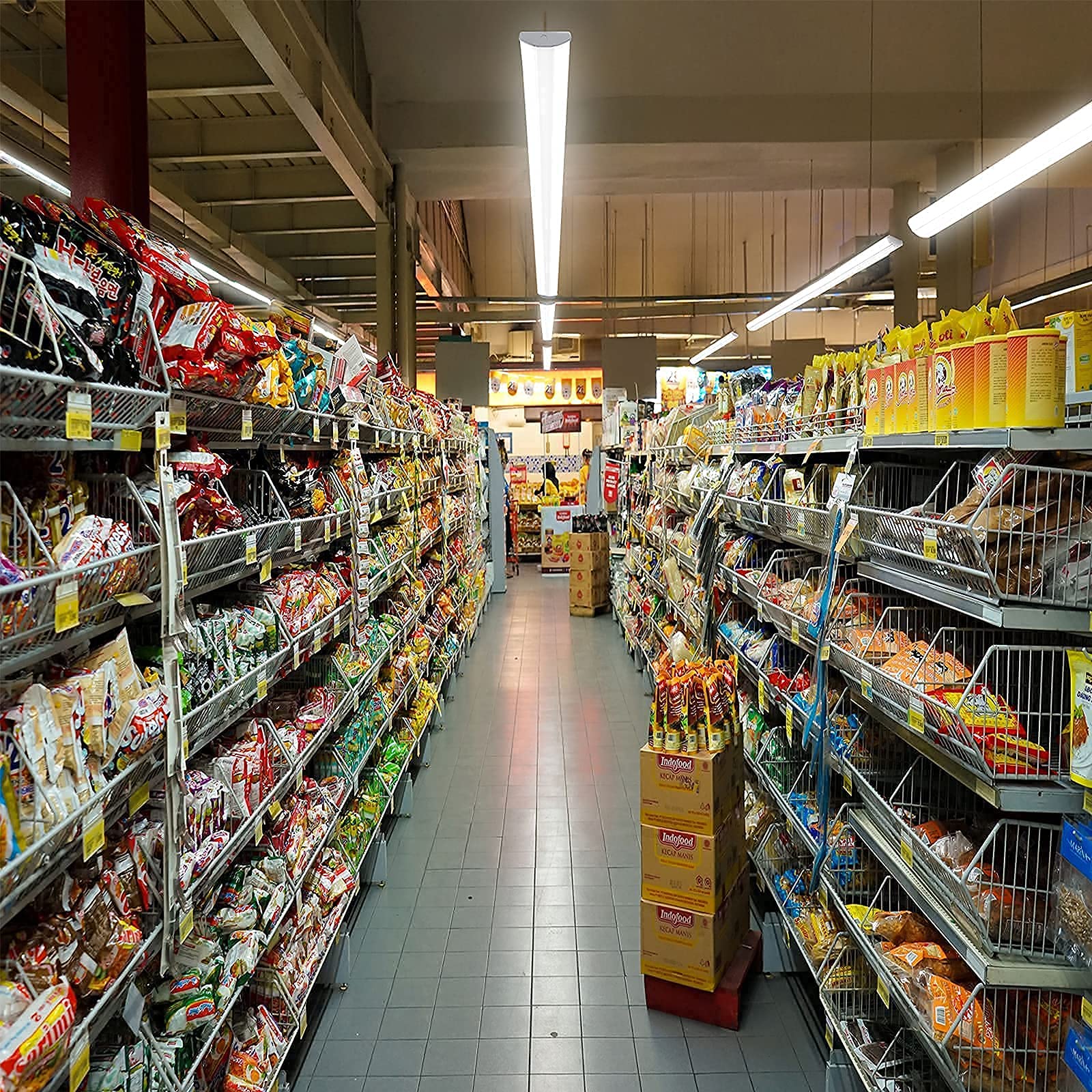 Antlux 110W 8Ft Led Wraparound Ultra Slim Strip Lights, 12600Lm, 5000K, 8 Foot Led Garage Shop Lights, Flush Mount Warehouse Office Ceiling Lighting Fixture, Fluorescent Tube Replacement, 2 Pack