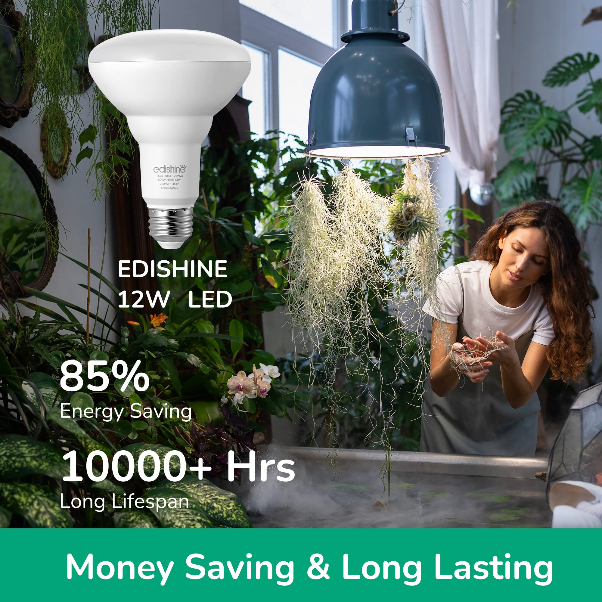 EDISHINE 2-Pack Full Spectrum LED Grow Light Bulb, 11W Plant Light for Indoor Plants, Seedlings, Greenhouse, Hydroponic, E26 Bas