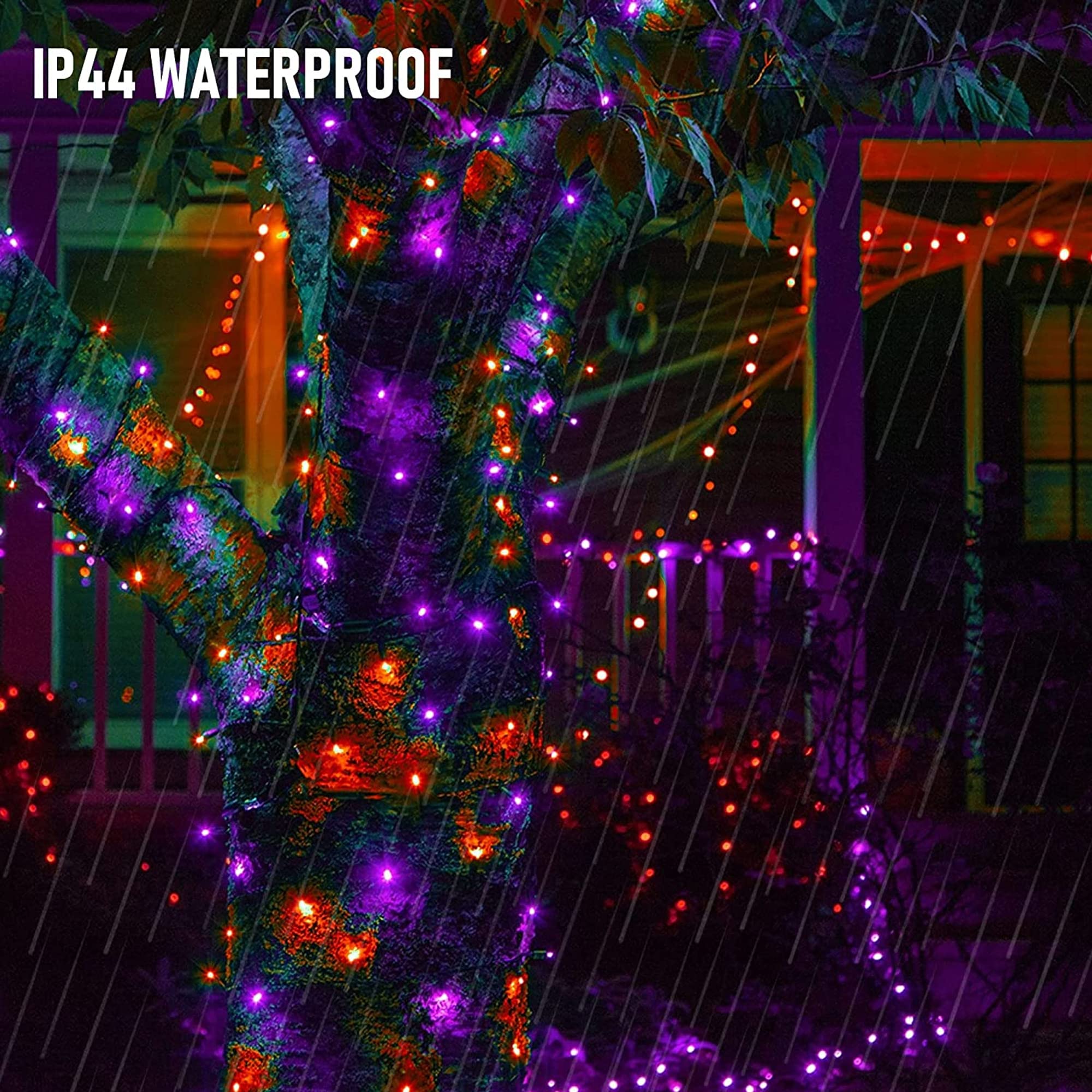 Dazzle Bright 50 Led Battery Operated Christmas Lights, 16Ft Waterproof Mini String Lights In Purple And Orange For Indoor/Outdoor Decor