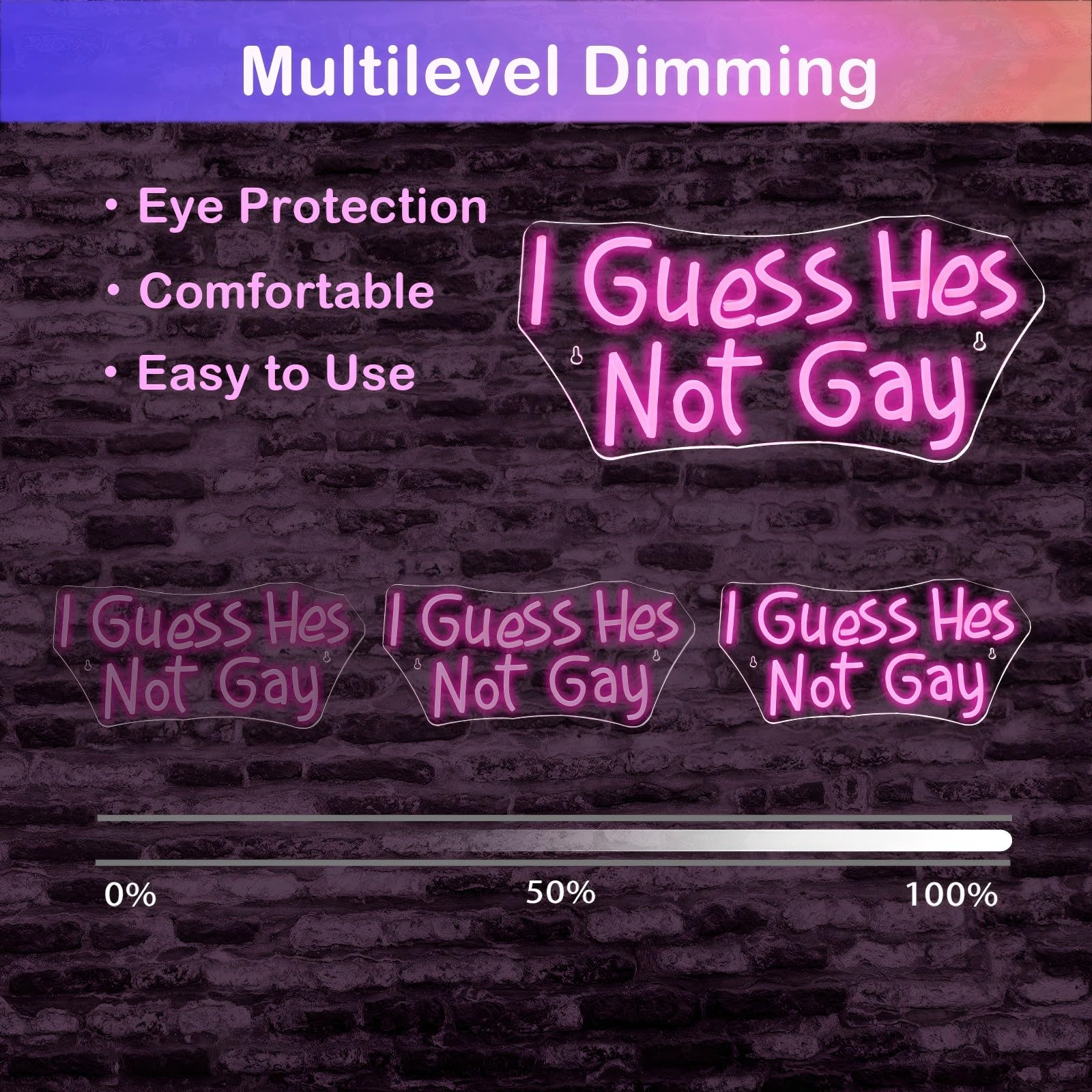 Ineonlife I Guess Hes Not Gay Neon Sign Pink Letter Neon Light Bar Neon Signs For Wall Decor Light Up Sign For Club Party Bedroom Living Room Man Cave Decoration Gifts