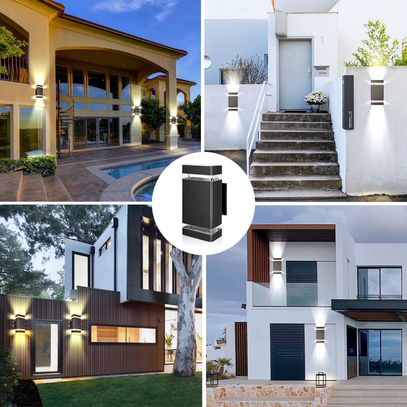 Tesjaso Dusk To Dawn Outdoor Wall Light Modern Up Down Led Wall Sconce, Aluminum Waterproof Exterior Lighting Fixture Porch Ligh