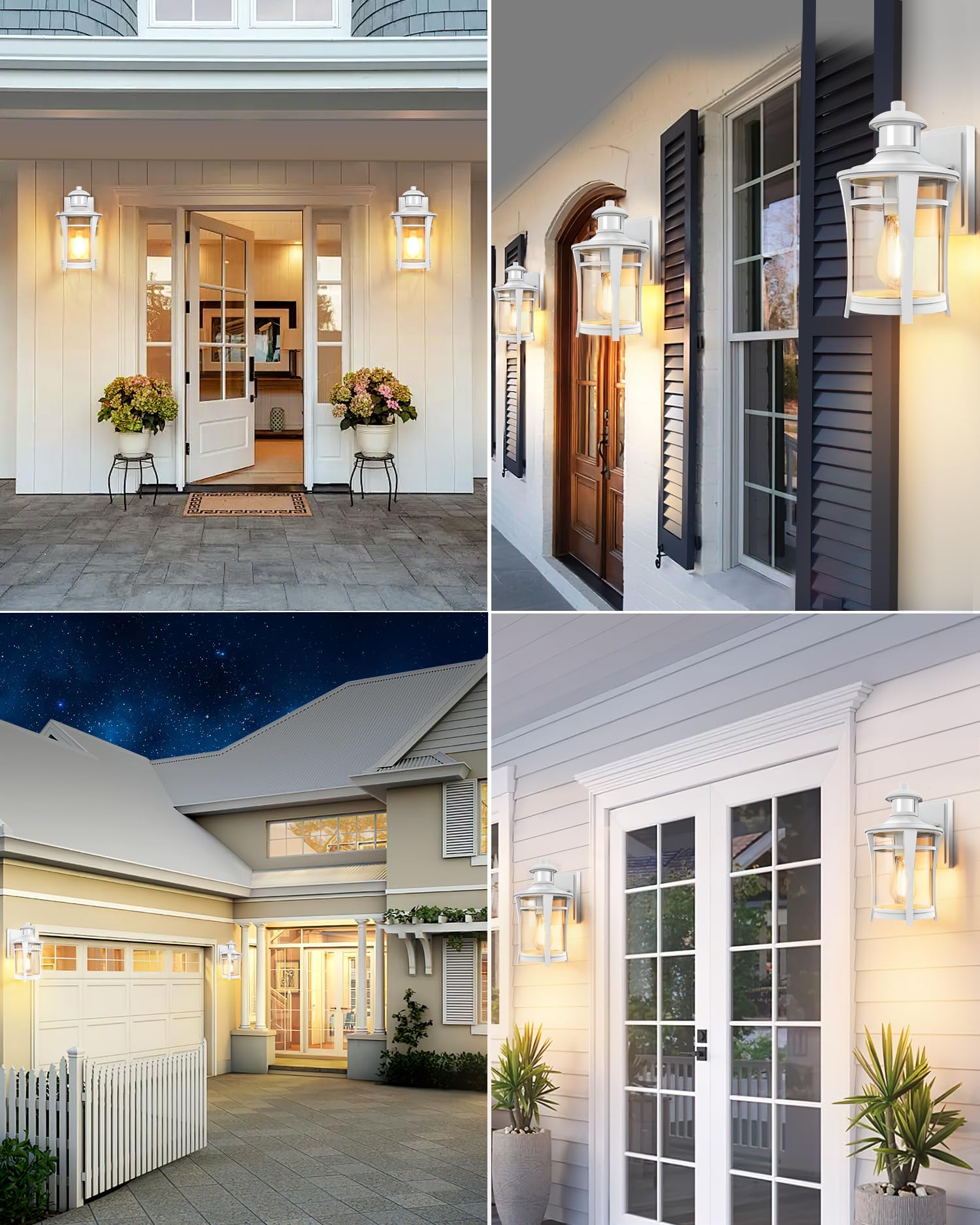 Lamomo Porch Lights Outdoor White, 2-Packs Dusk To Dawn Wall Light Fixtures, Exterior Front Sconces Wall Mount Lighting, Waterpr
