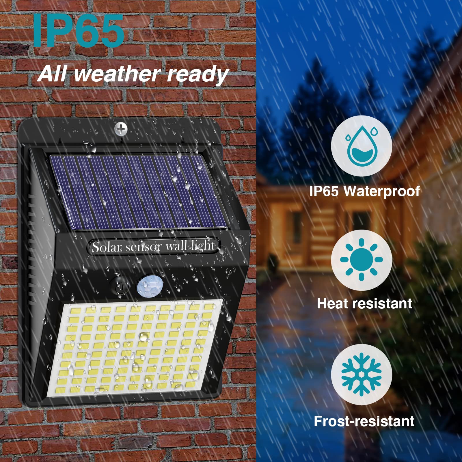 kolpop 6 Pack Solar Motion Lights, 100LED IP65 Waterproof, Warm White, Outdoor Security Wall Lights, Model WS05Y
