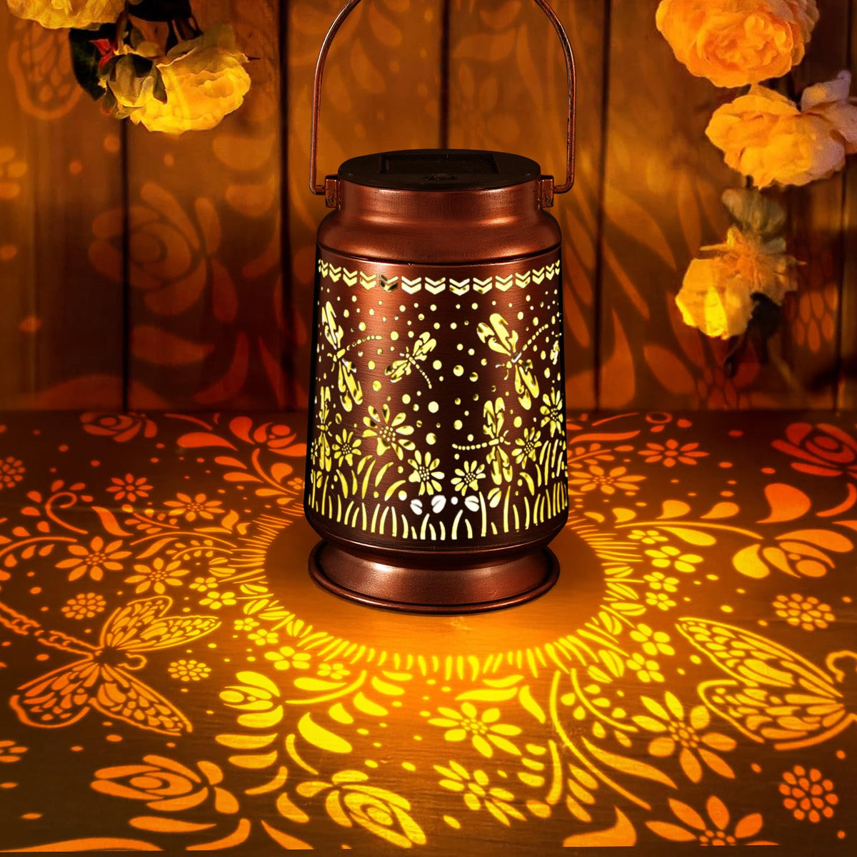 Solar Lanterns Outdoor Waterproof Gifts for Women Grandma Gifts for Mom Butterfly Garden Decor Solar Hanging Lantern Metal for P
