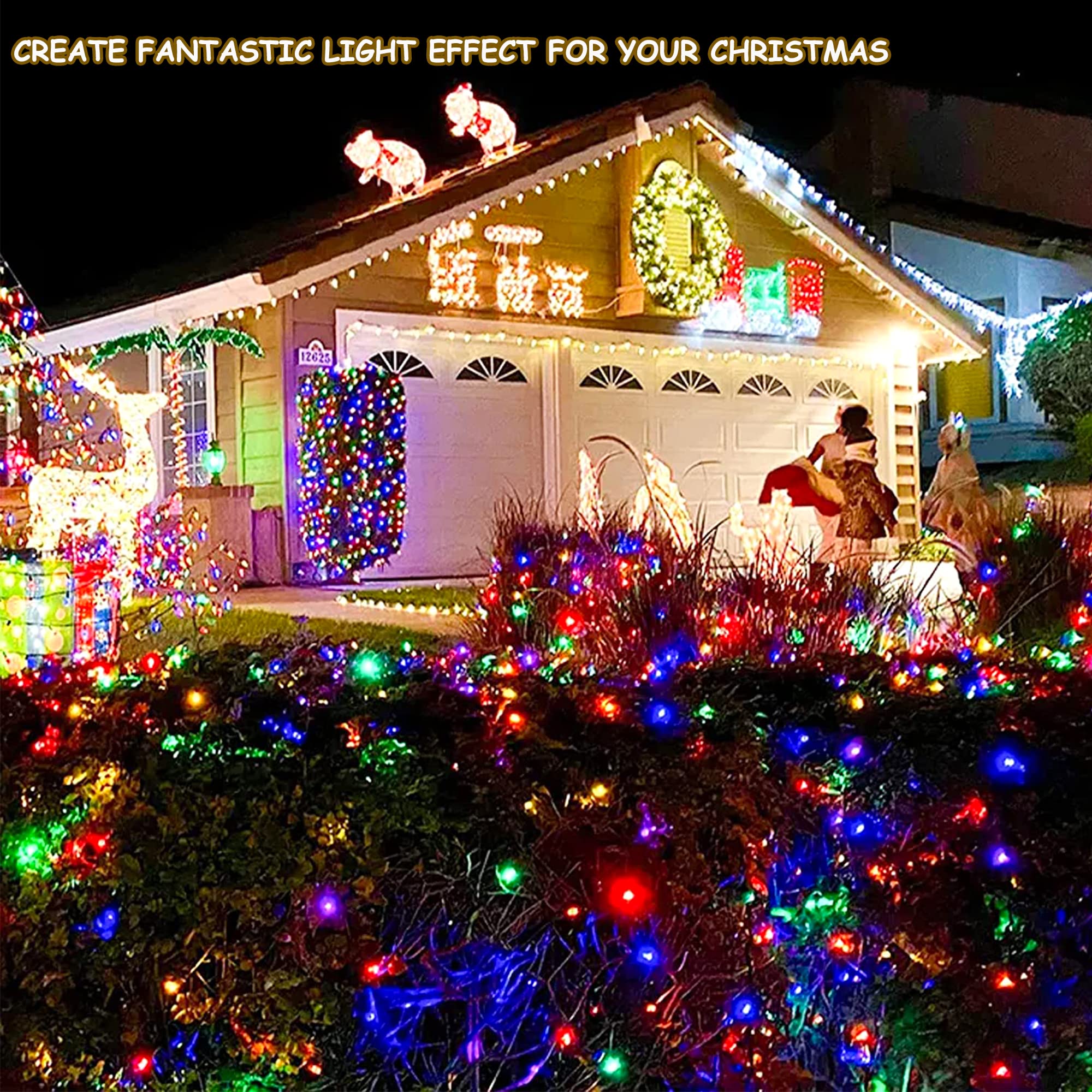 Oopswow Mini String Lights, 100 Count 23Ft, Multicolor Incandescent Bulbs On Green Wire For Indoor Christmas Tree & Holiday Decor