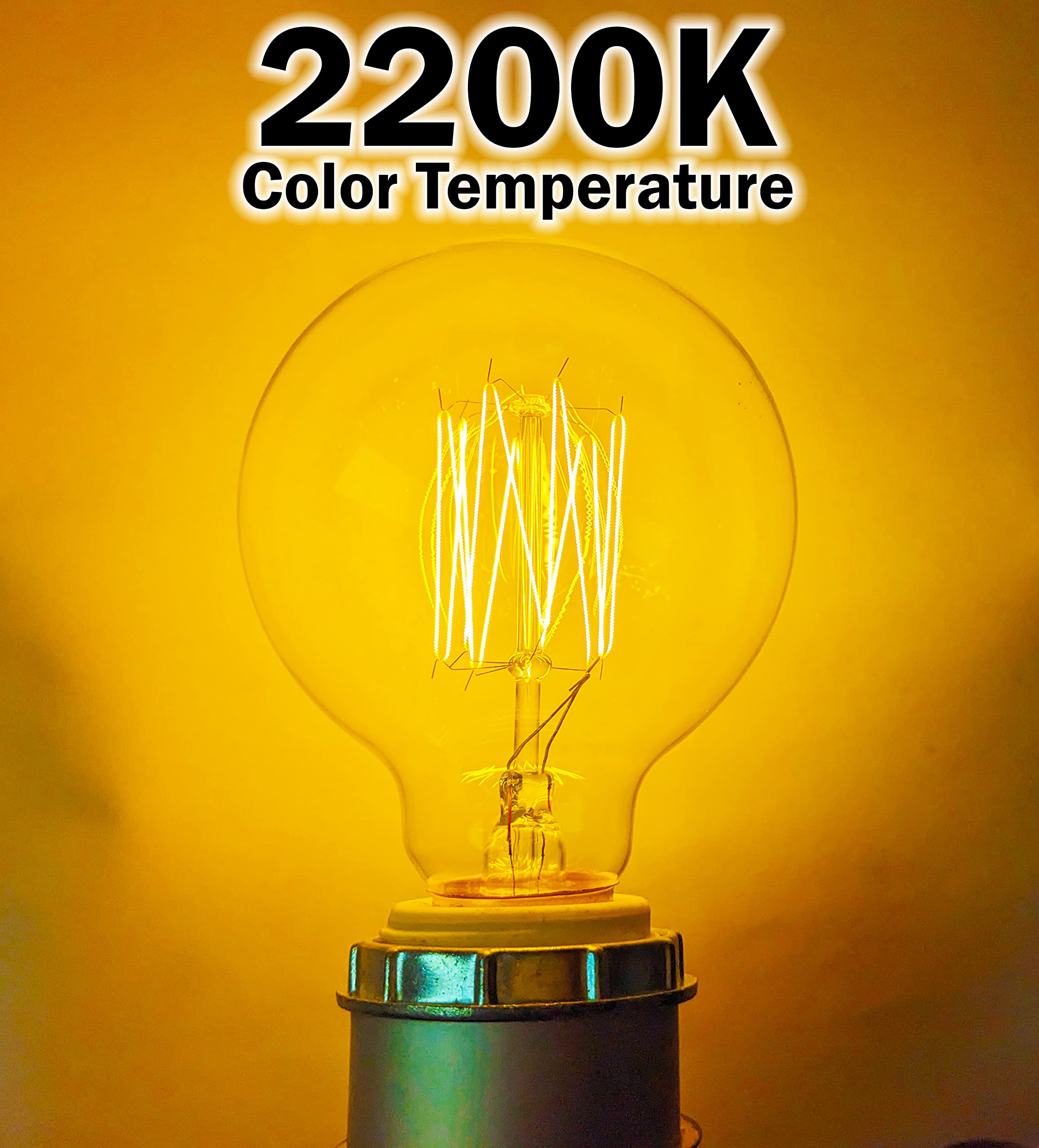 Ex Electronix Express 4 Pack Of Dimmable G80 Vintage Edison Light Bulbs, 360 Degree Beam Angle 60W Incandescent Bulbs, 2200K Amber Glow, 110-130 Volts, E26 Medium Base For Home Light Fixtures