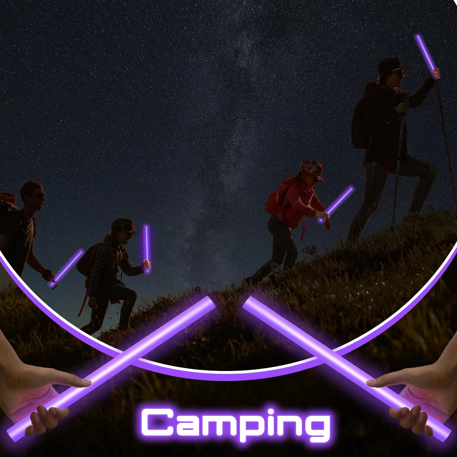 Lewtemi 10 Pcs Jumbo Glow Sticks - 14 Inch Purple Emergency Light Sticks for Halloween, Camping & Survival Kits