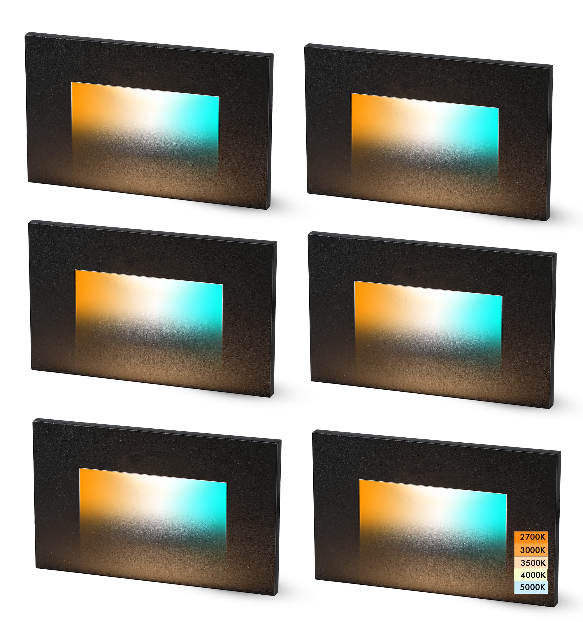 CLOUDY BAY LED Step Light, Dimmable 5CCT 120V, Oil Rubbed Bronze, Pack of 6, Model CBST003ORB5C-6PK