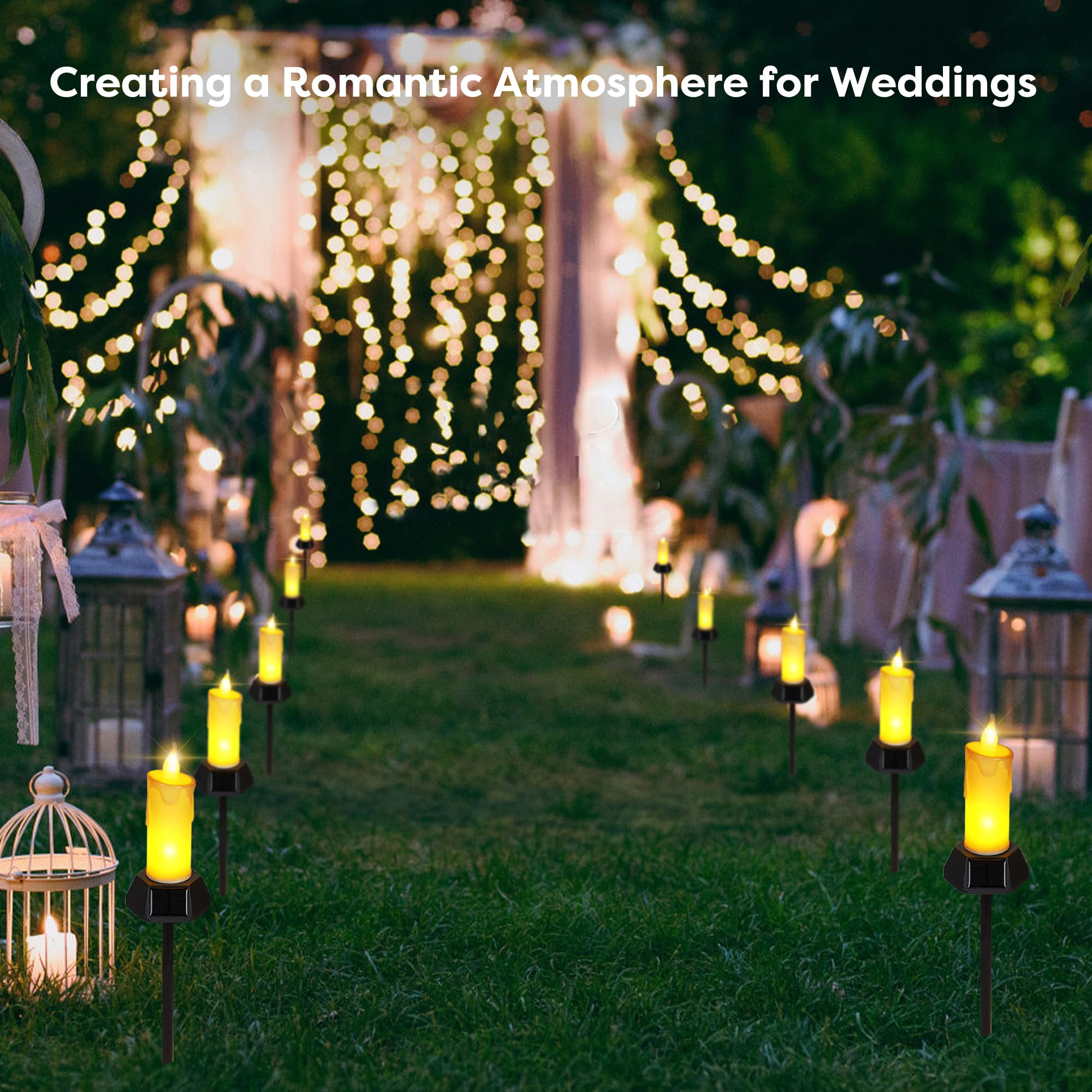 BlcTec Solar Candles - Waterproof Flickering Outdoor Candles, 2 Pack, Cream, IP65 Rating, Ideal for Lawn, Pathway, Wedding, Holiday Decor