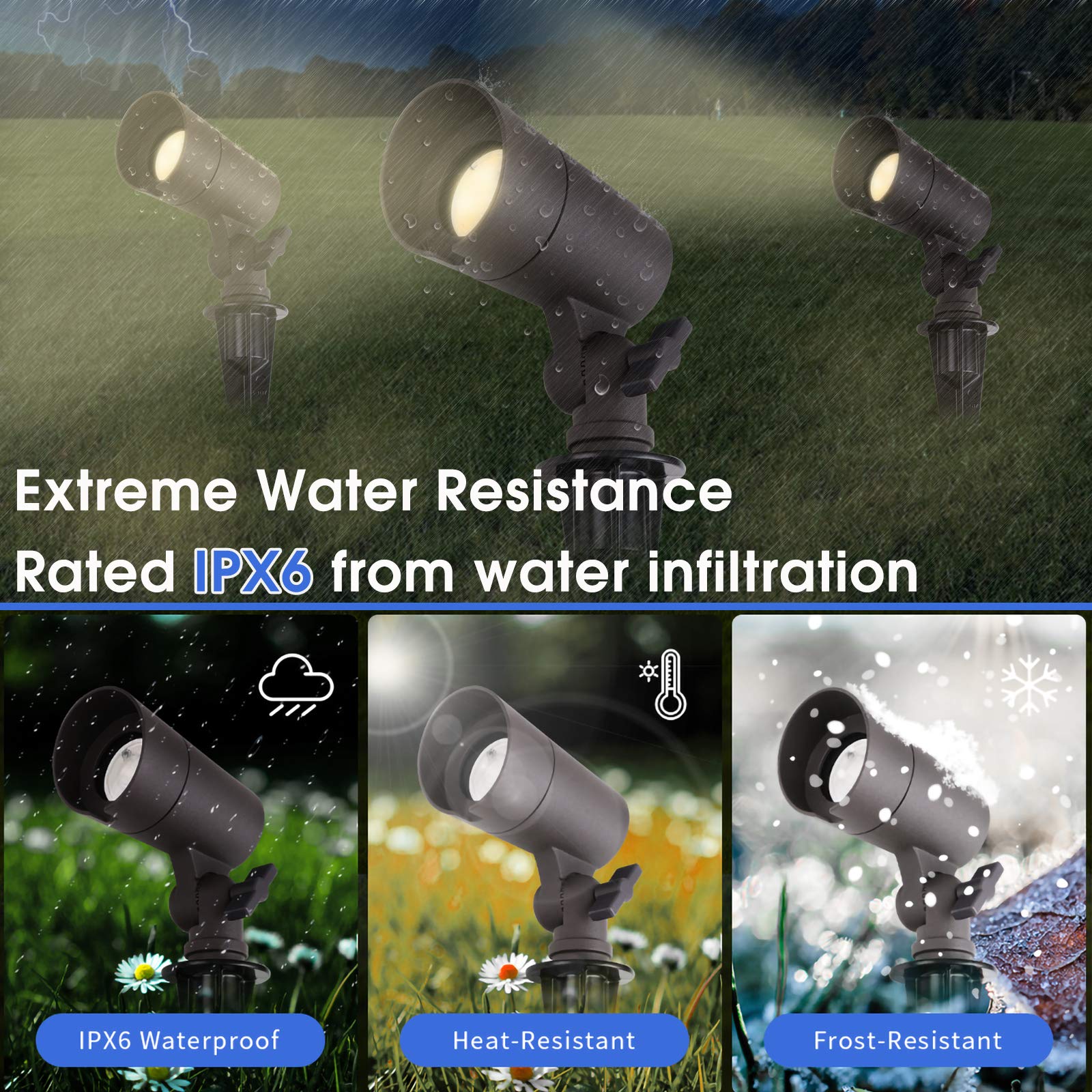 E ENERGETIC LIGHTING LED Landscape Lights, 12V, Warm White 3000K, Outdoor Waterproof, Aluminum, 2 Pack