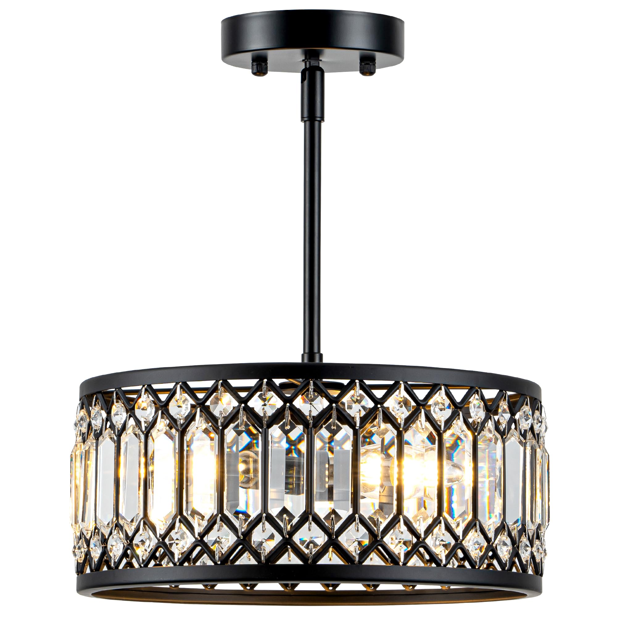 Zlepmlla Crystal Black Ceiling Light, Modern Light Fixture Ceiling, Chandelier For Living Room Dinning Room Bedroom Walk-In Clos
