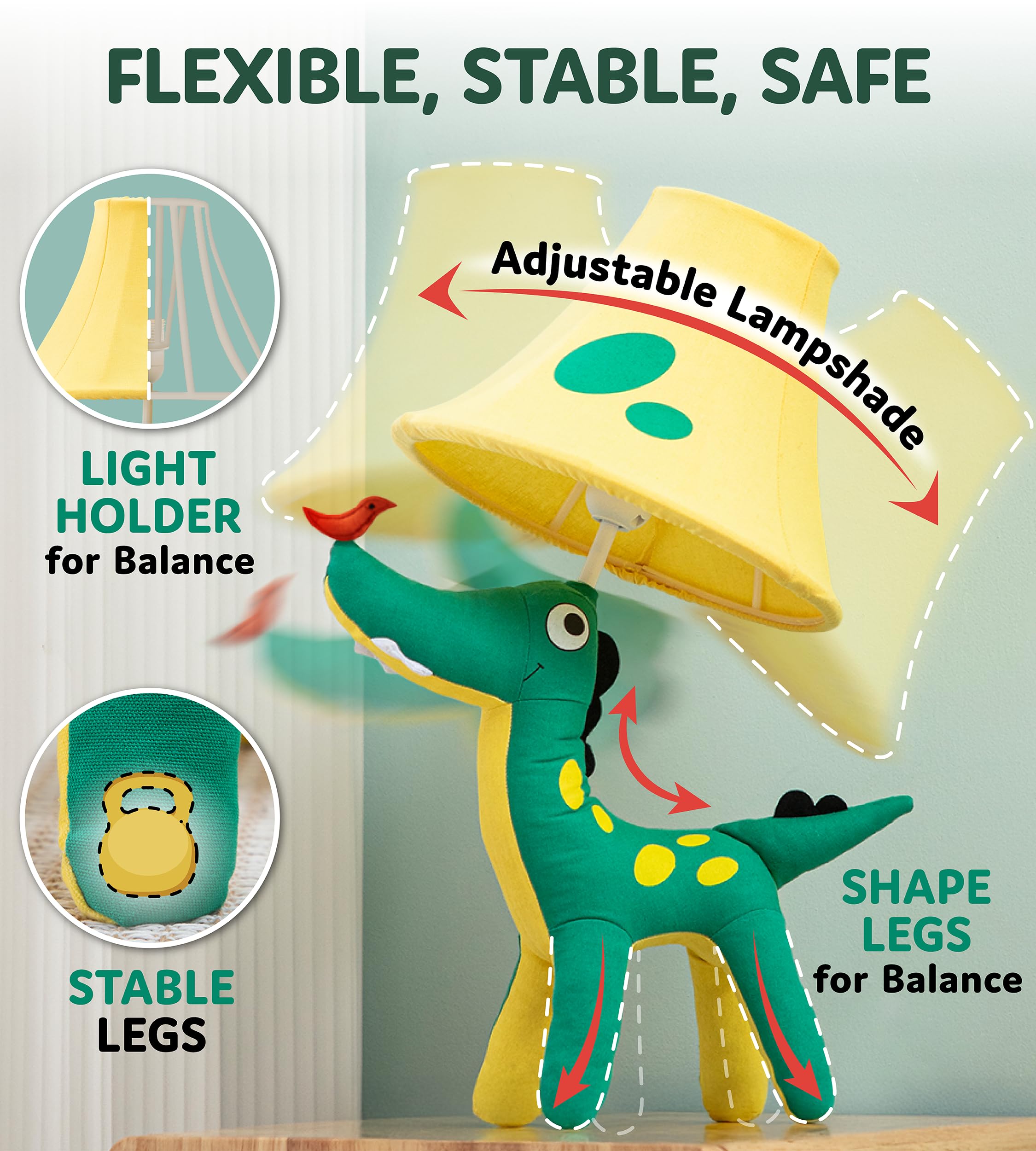 Dinosaur Kids Lamp For Boys Bedroom - 20  Boys Lamp For Kids Room - Cute Christmas Gifts  Birthday Gifts For All Ages: Toddler Girls  Children  Grandkids 3 4 5 And Up Years Old  Sister  Brother