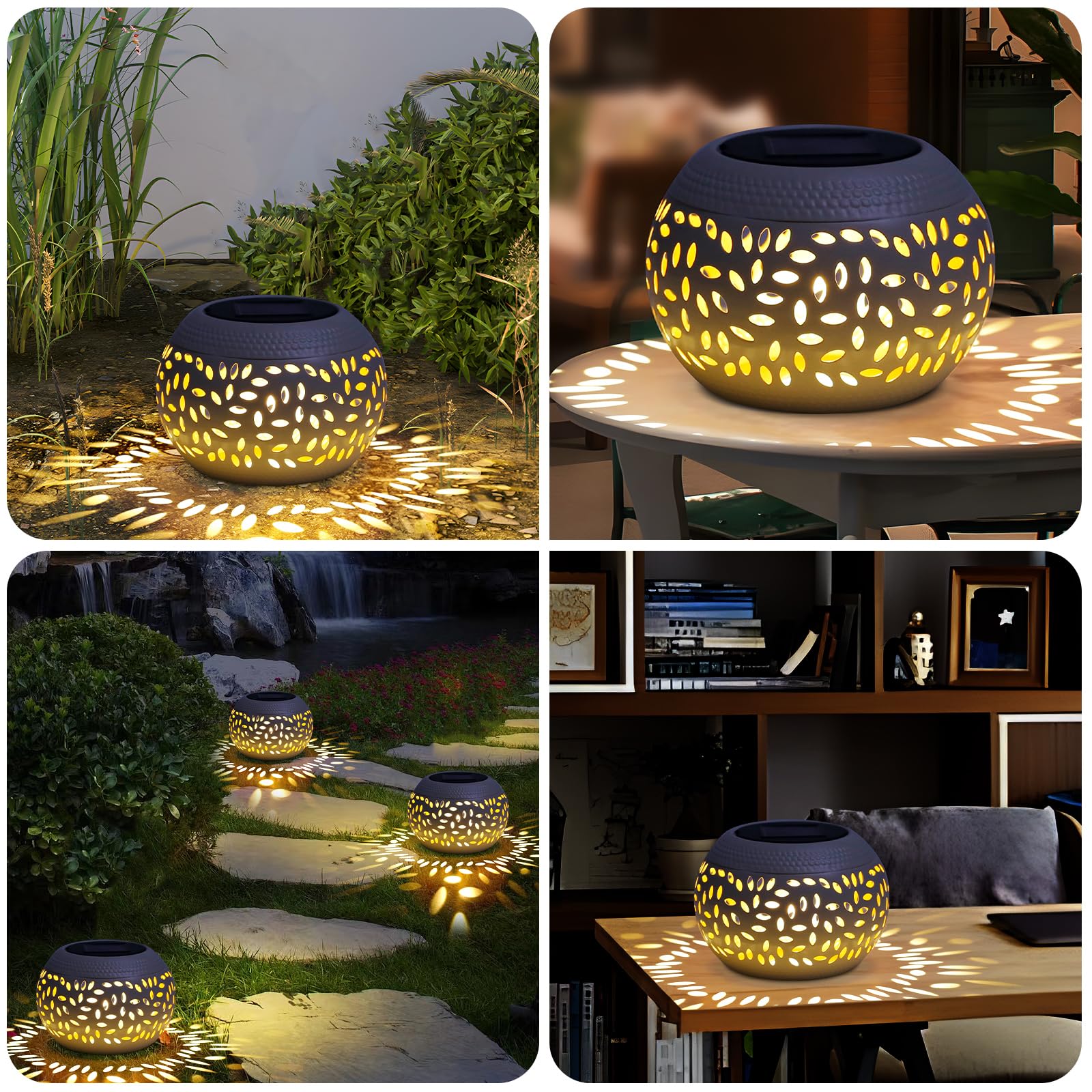 Solar Lanterns Waterproof Outdoor Decor,2 Pack White Hollow Out Metal Solar Lights - Unique Gifts For Women Mom Wife - Outside G