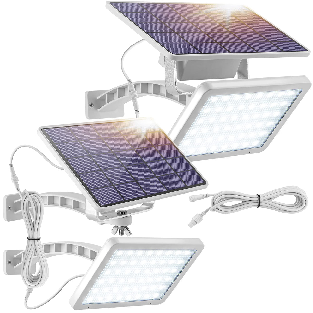 Jackyled 1000 Lumen 48 Led Solar Dusk To Dawn Light Outdoor Solar Powered Spotlight With 5500Mah Battery Outside Waterproof Wall