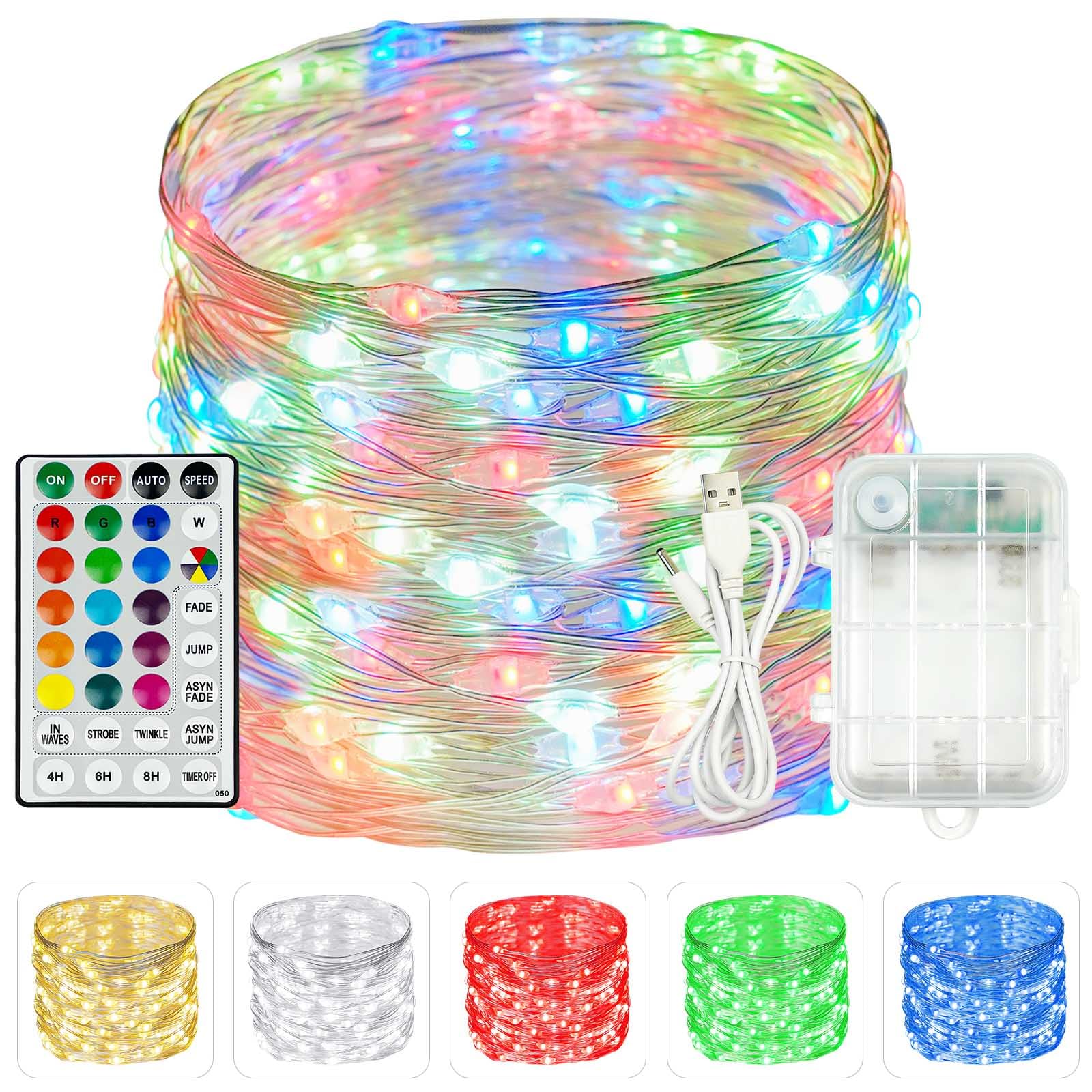 ?????? Color Changing 33Ft 100Led Fairy Lights Usb, Waterproof Battery Operated With Remote Outdoor Christmas Lights Bedroom Decor, Twinkle Lights With Timer For Girl'S Room Christmas Decorations