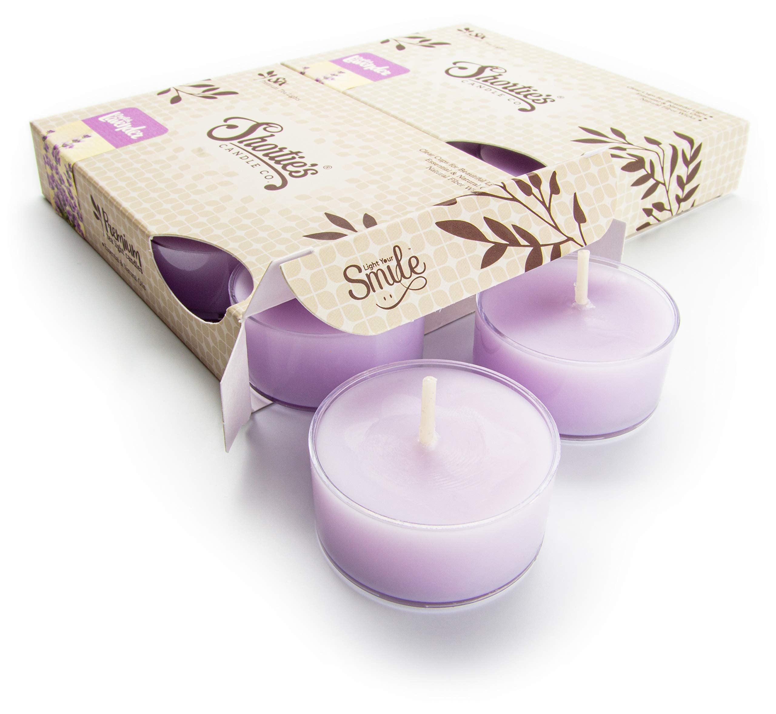 Pure English Lavender Premium Tealight Candles Multi Pack - Highly Scented With Essential & Natural Oils - 12 Purple Tea Lights
