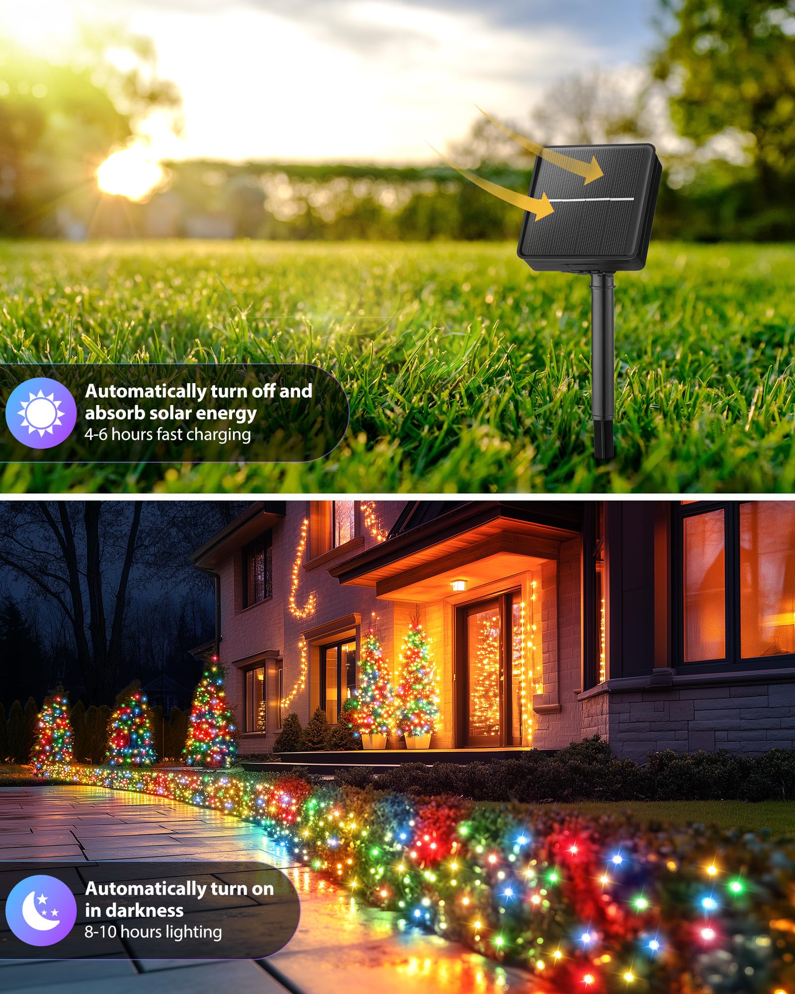 Brightown 2 Pack Solar String Lights Outdoor, Each 46Ft 120 Led Solar String Lights For Outside With 8 Modes, Ip65 Waterproof So