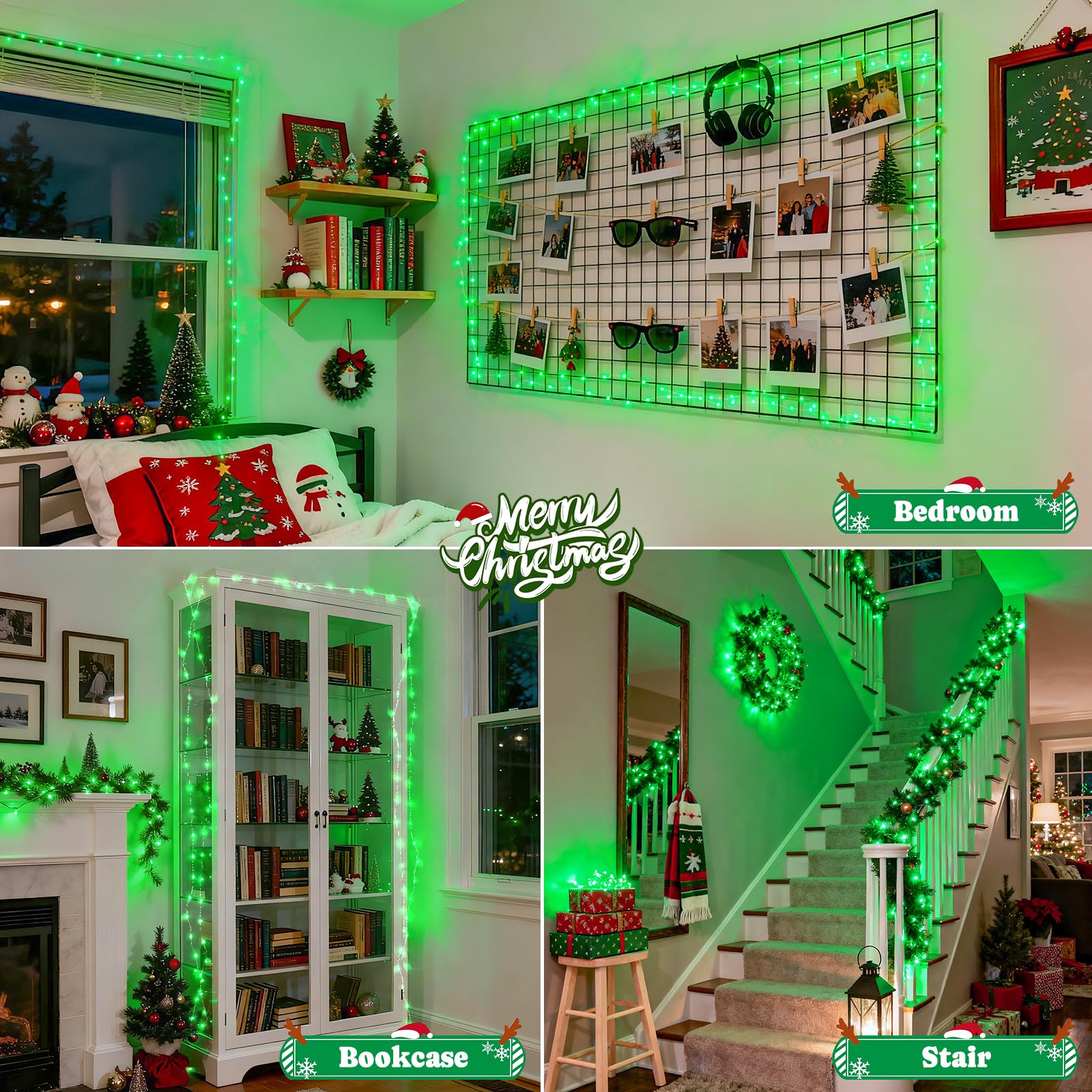 Jmexsuss 2 Pack 100 Led Green Fairy Lights, 66Ft Battery Operated Twinkle String Lights With Remote, 8 Modes For St PatrickS Day, Halloween, Xmas